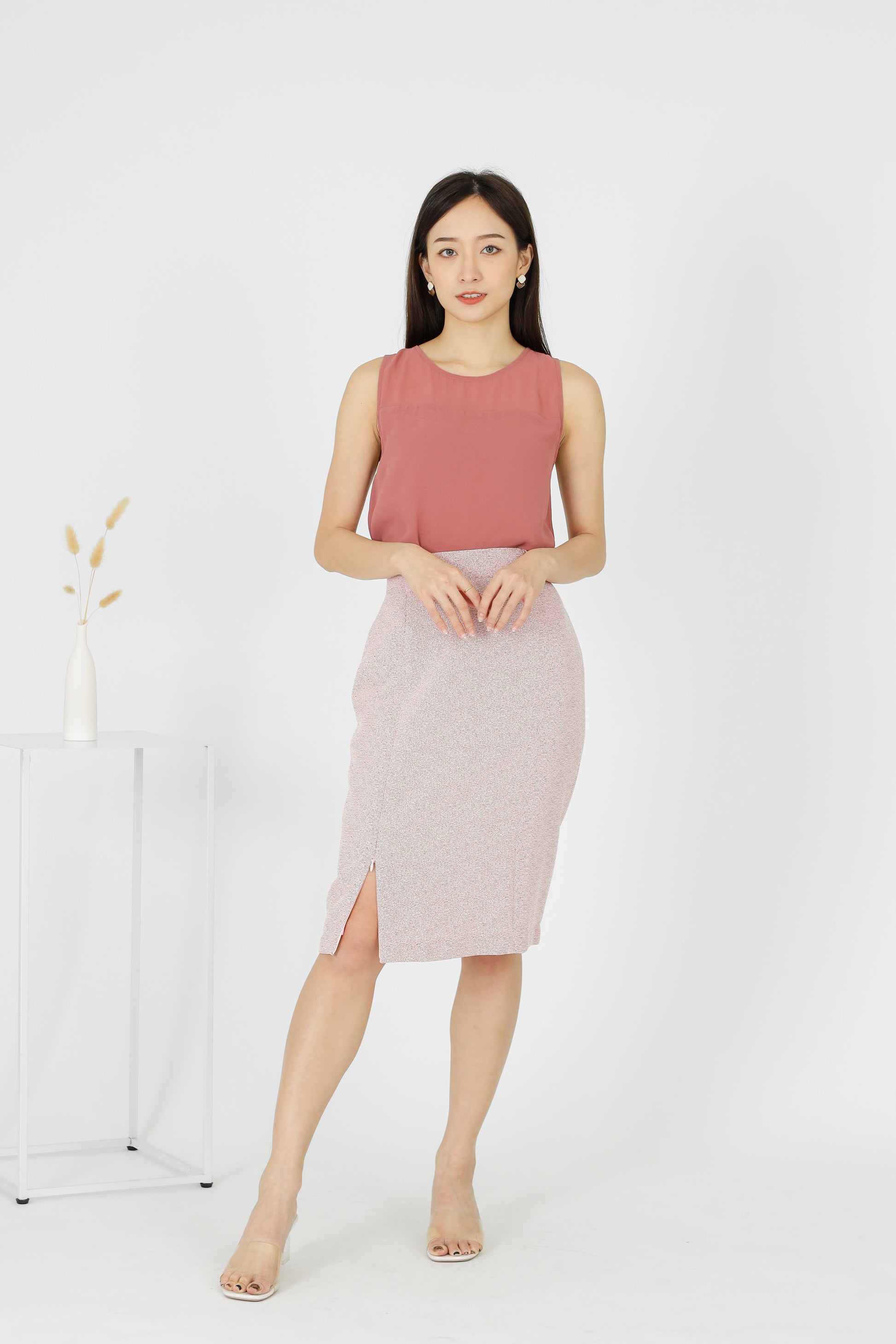 Marion Split Thigh Skirt - Pink