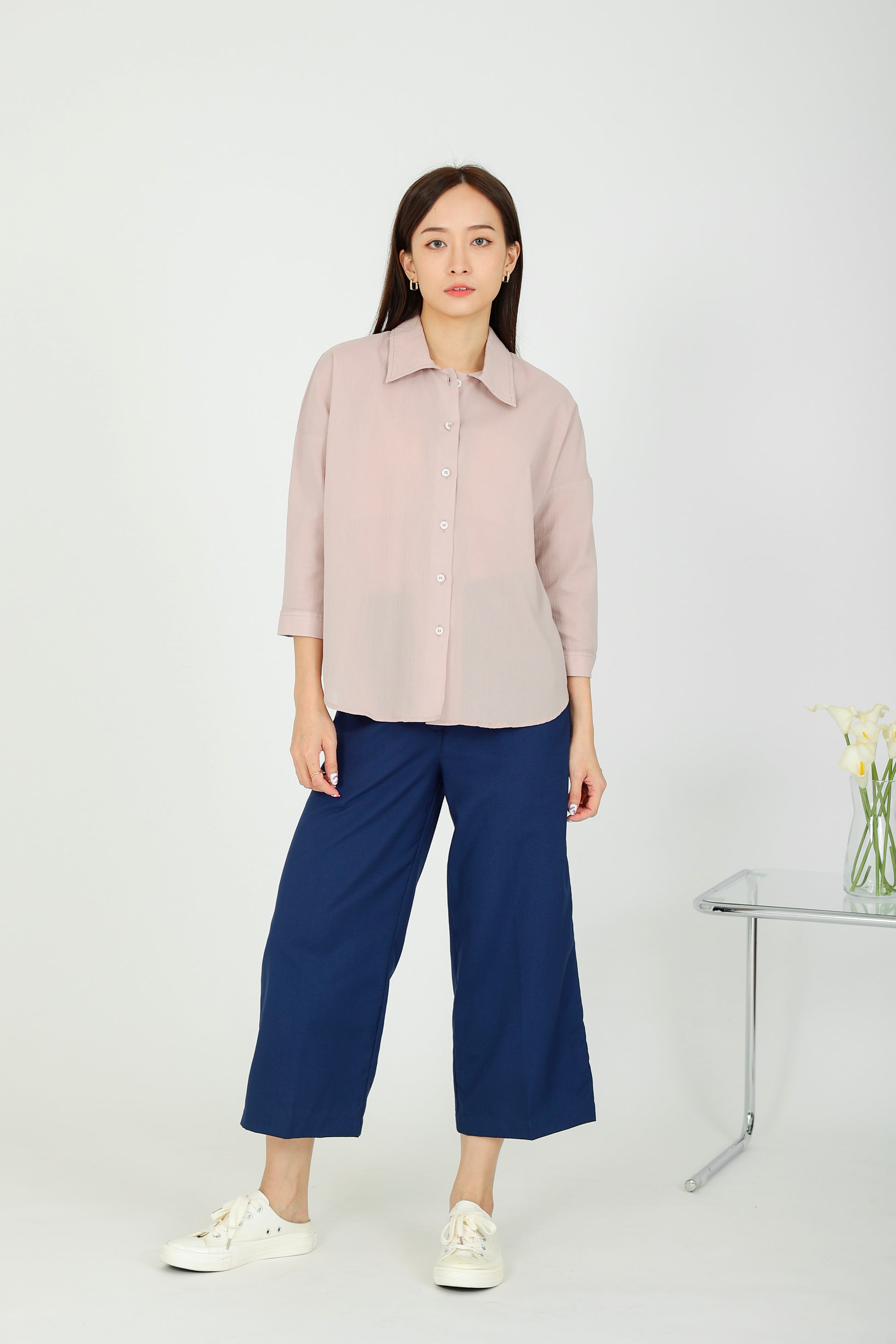 Maureen Textured Blouse - Dust Pink