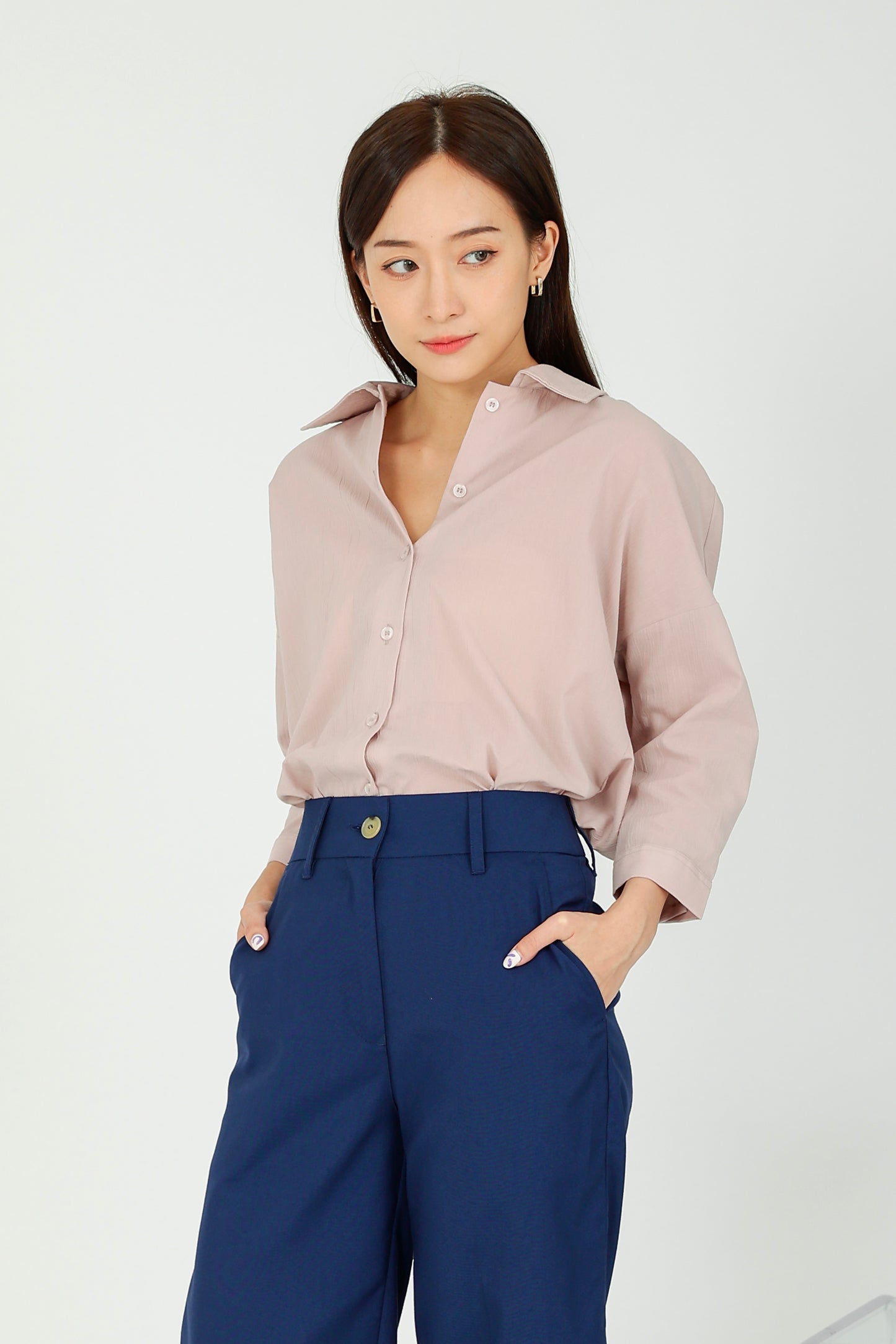 Maureen Textured Blouse - Dust Pink