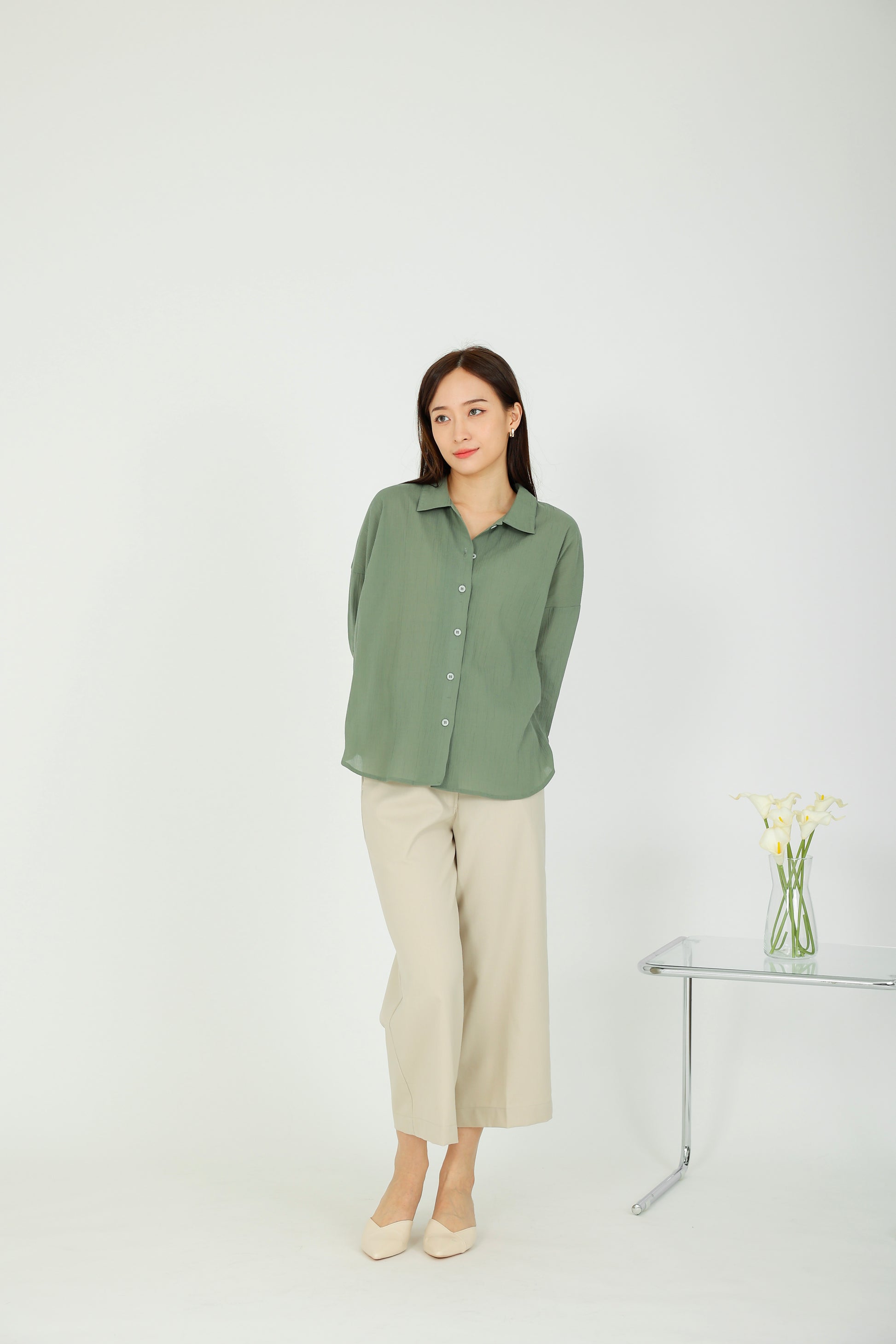 Maureen Textured Blouse - Sage