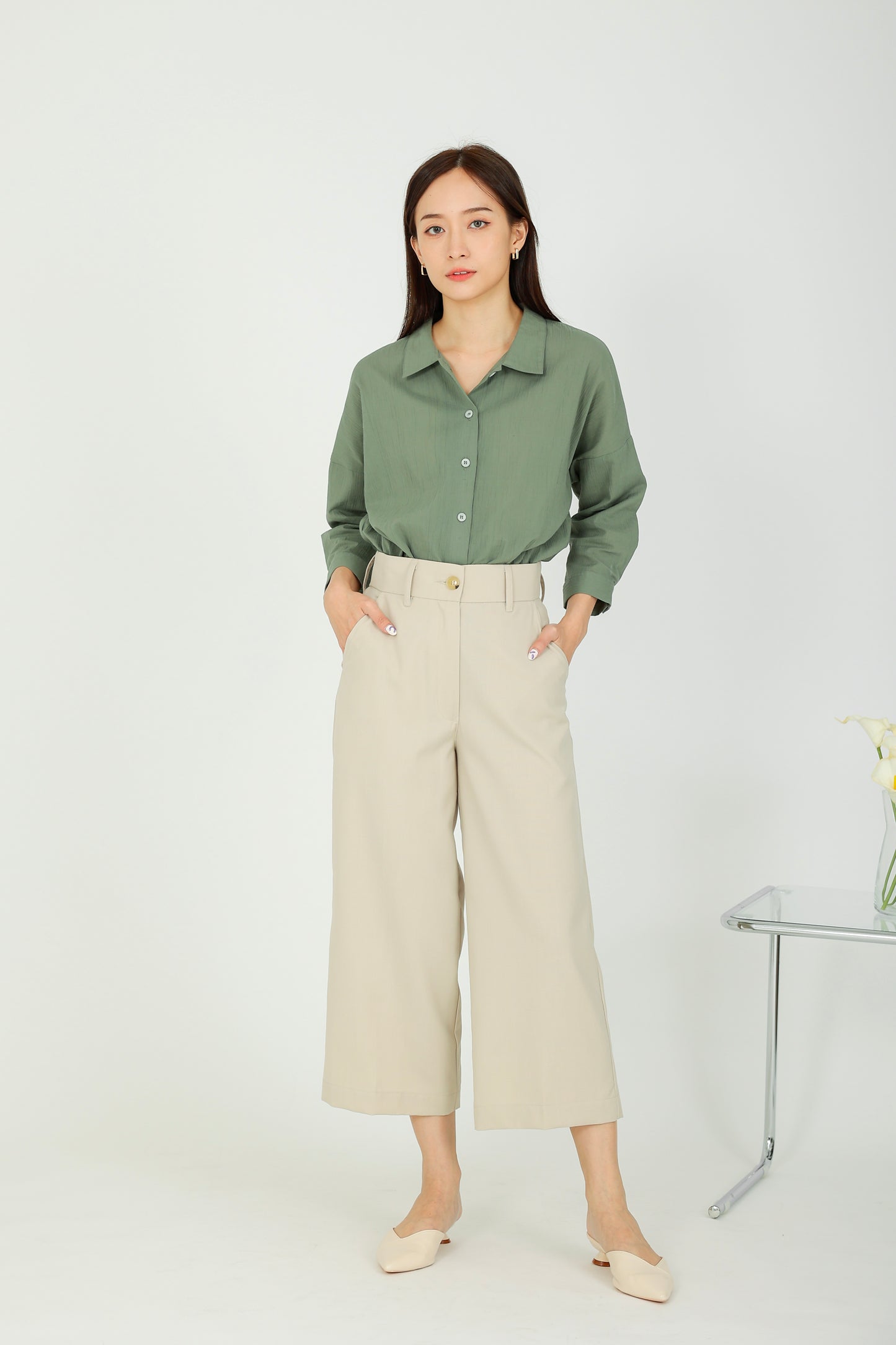 Maureen Textured Blouse - Sage