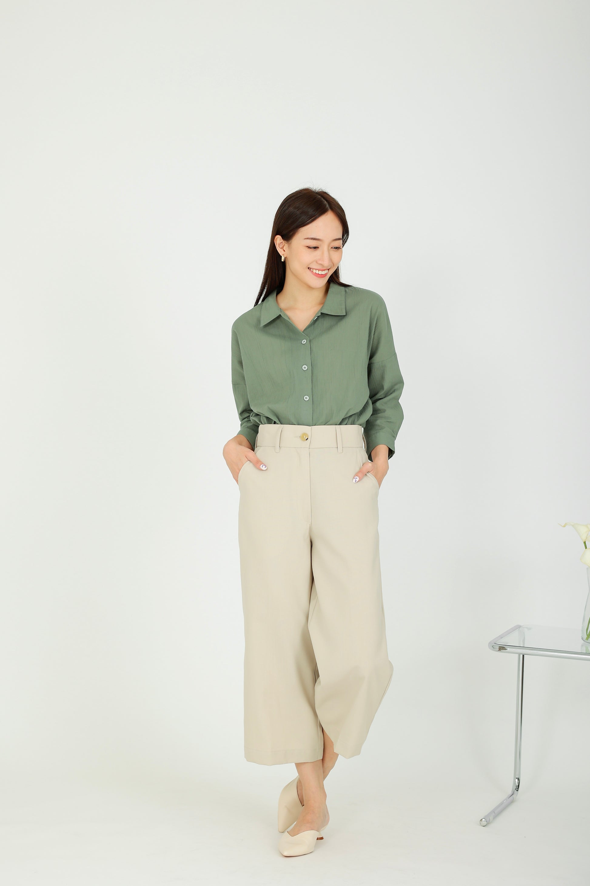 Maureen Textured Blouse - Sage