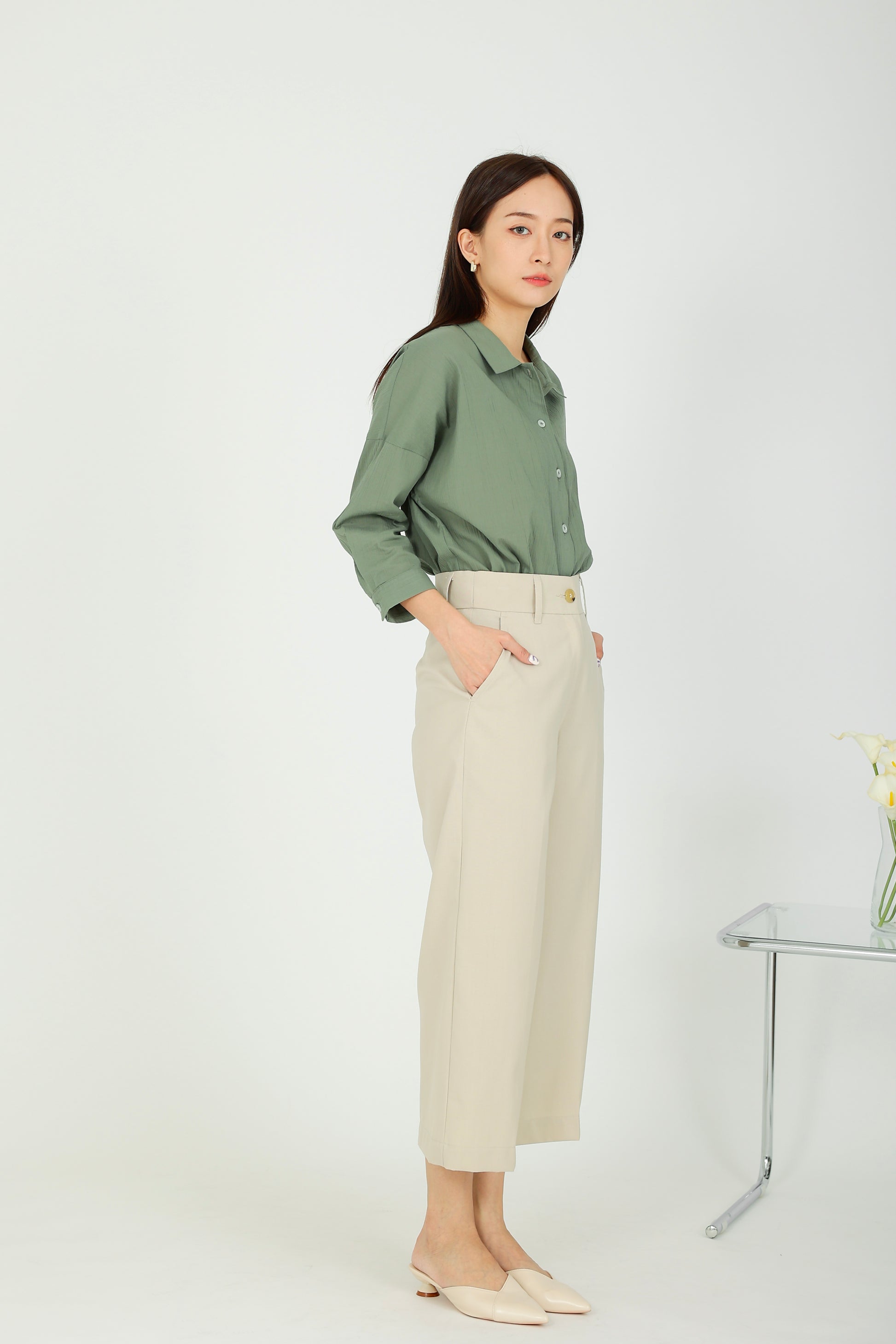 Maureen Textured Blouse - Sage