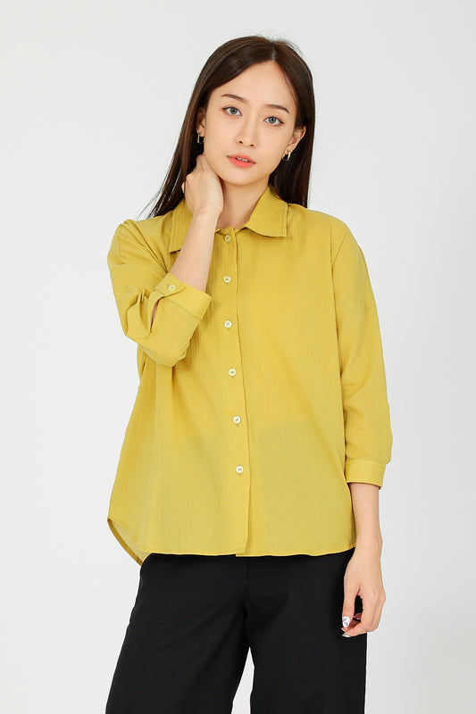 Maureen Textured Blouse - Mustard