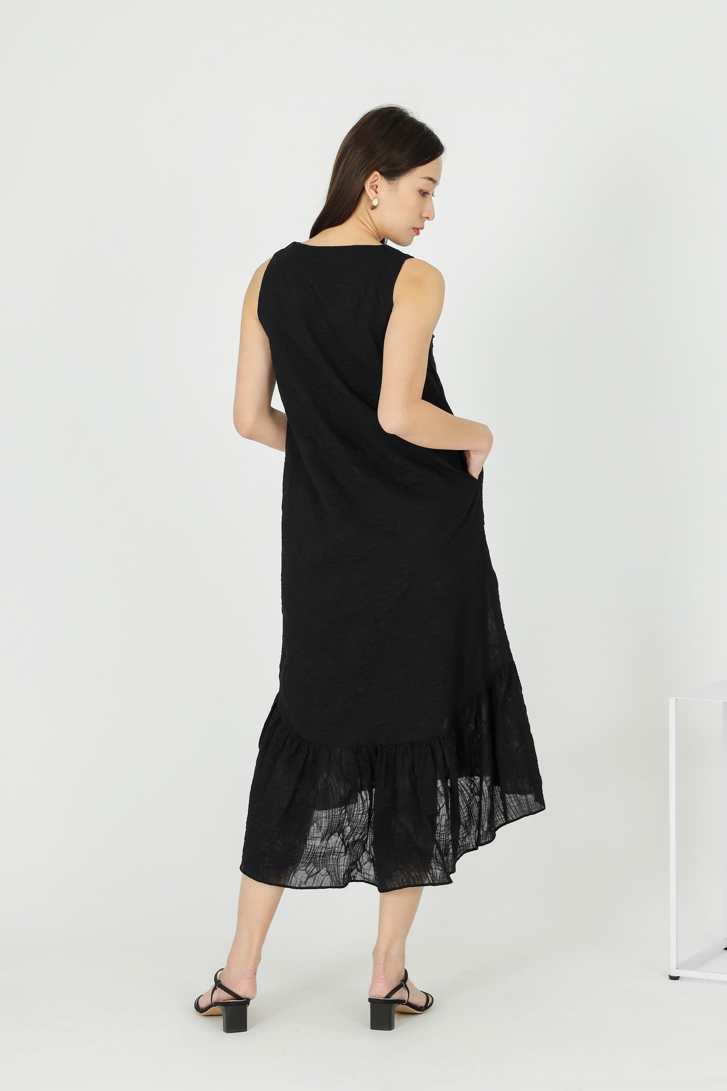 Moriah Ruffles Shift Dress - Black