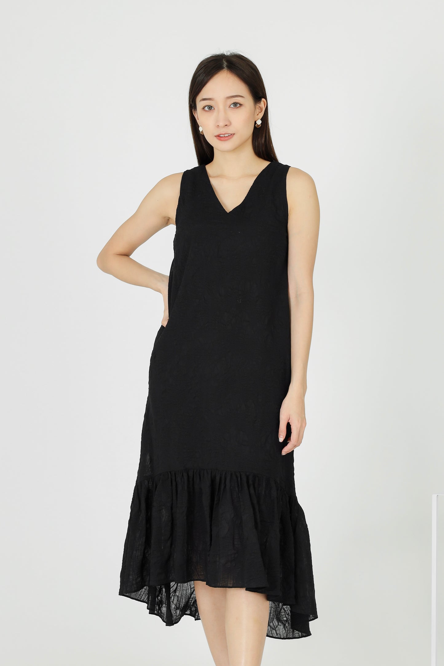 Moriah Ruffles Shift Dress - Black
