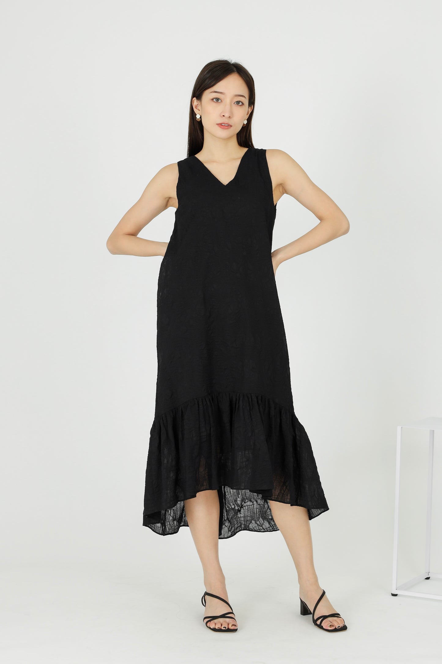 Moriah Ruffles Shift Dress - Black