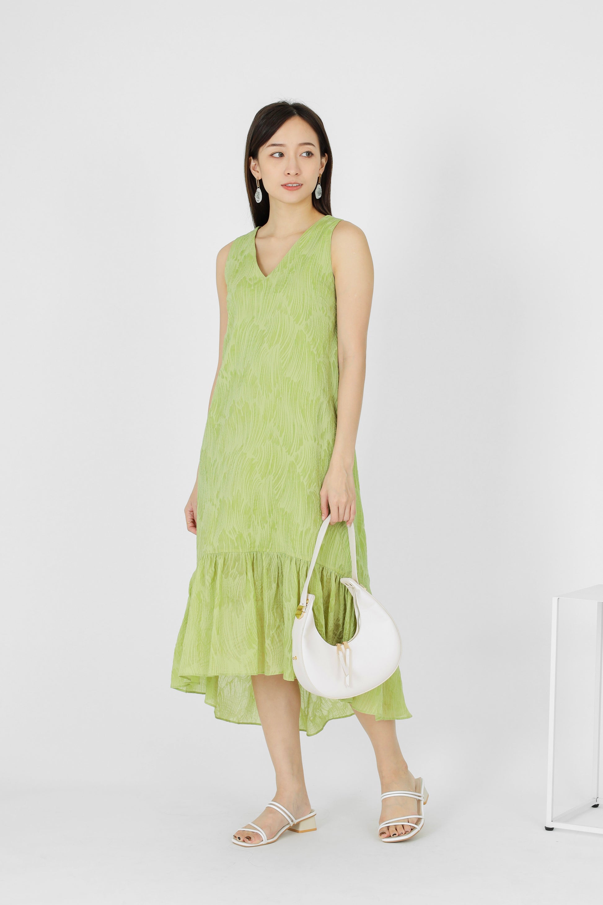Moriah Ruffles Shift Dress - Green