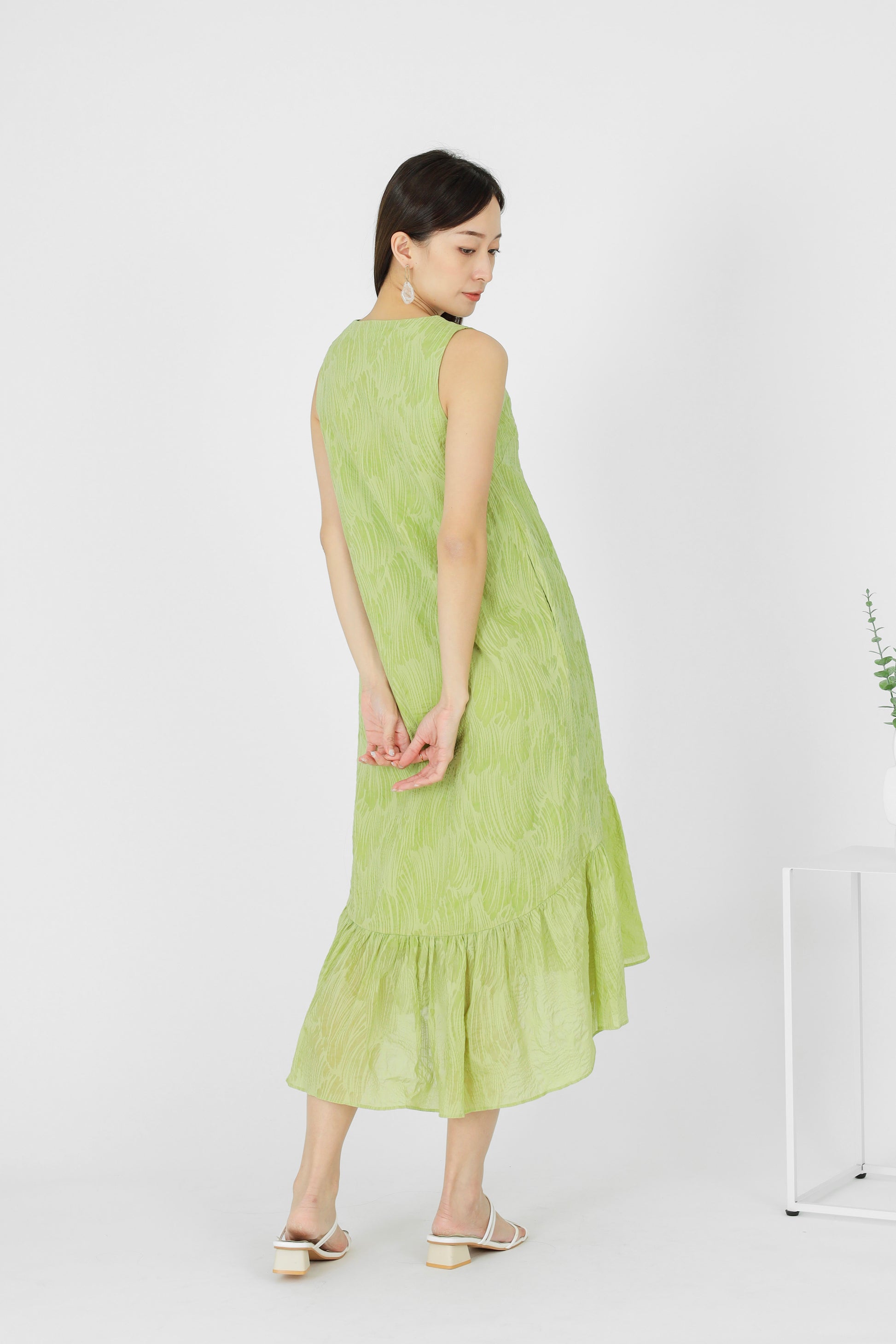 Moriah Ruffles Shift Dress - Green