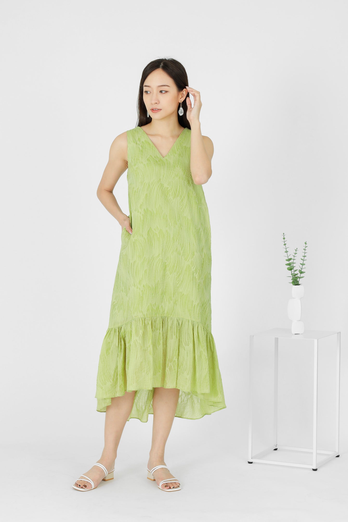 Moriah Ruffles Shift Dress - Green