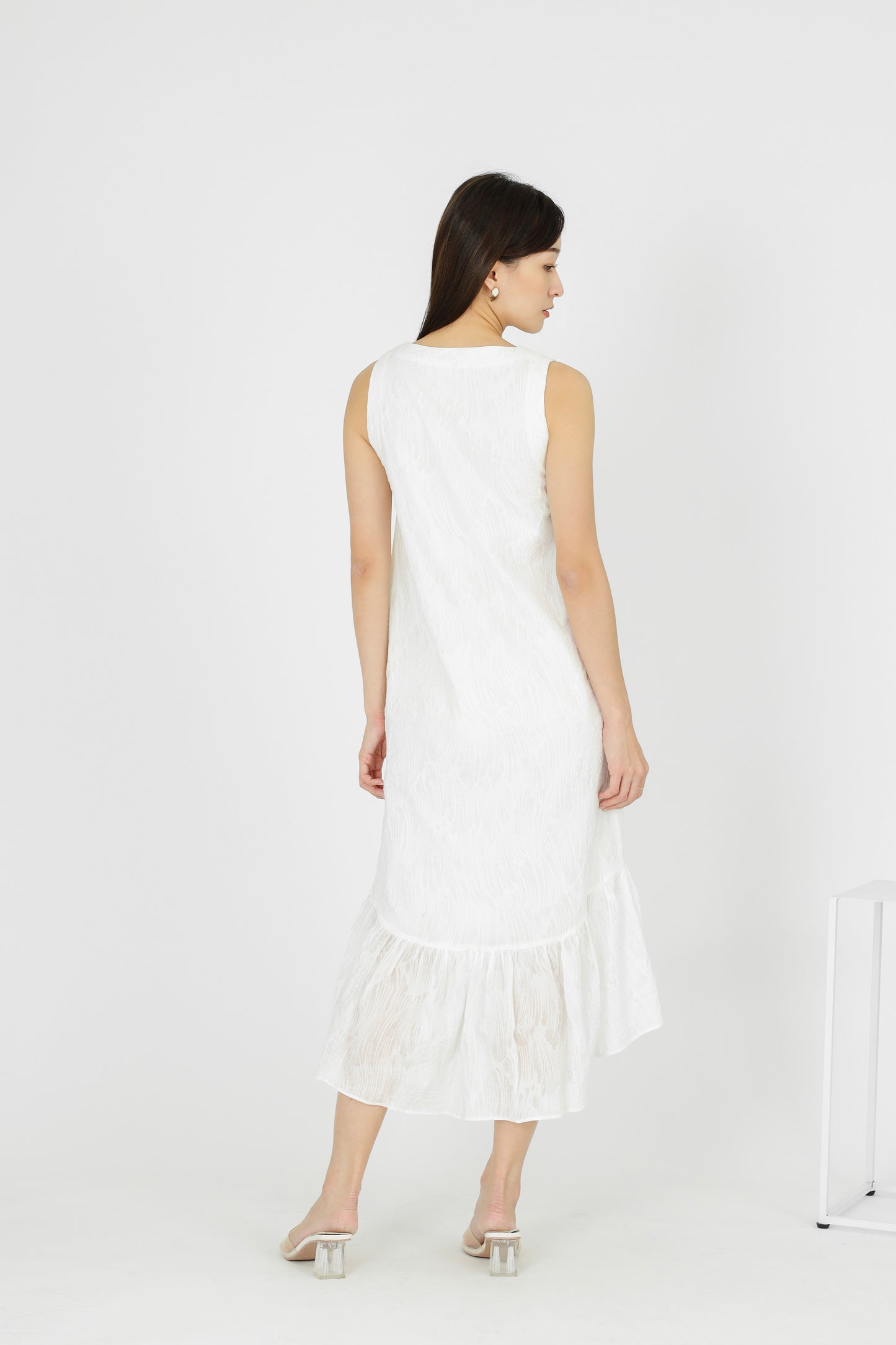 Moriah Ruffles Shift Dress - White