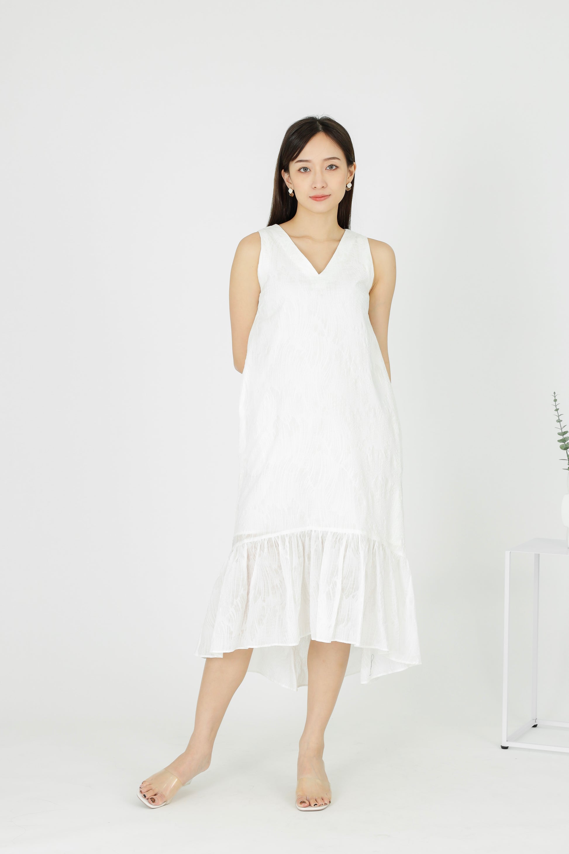 Moriah Ruffles Shift Dress - White