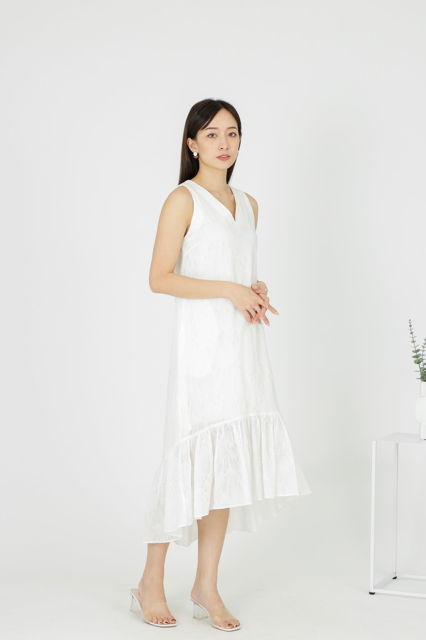 Moriah Ruffles Shift Dress - White