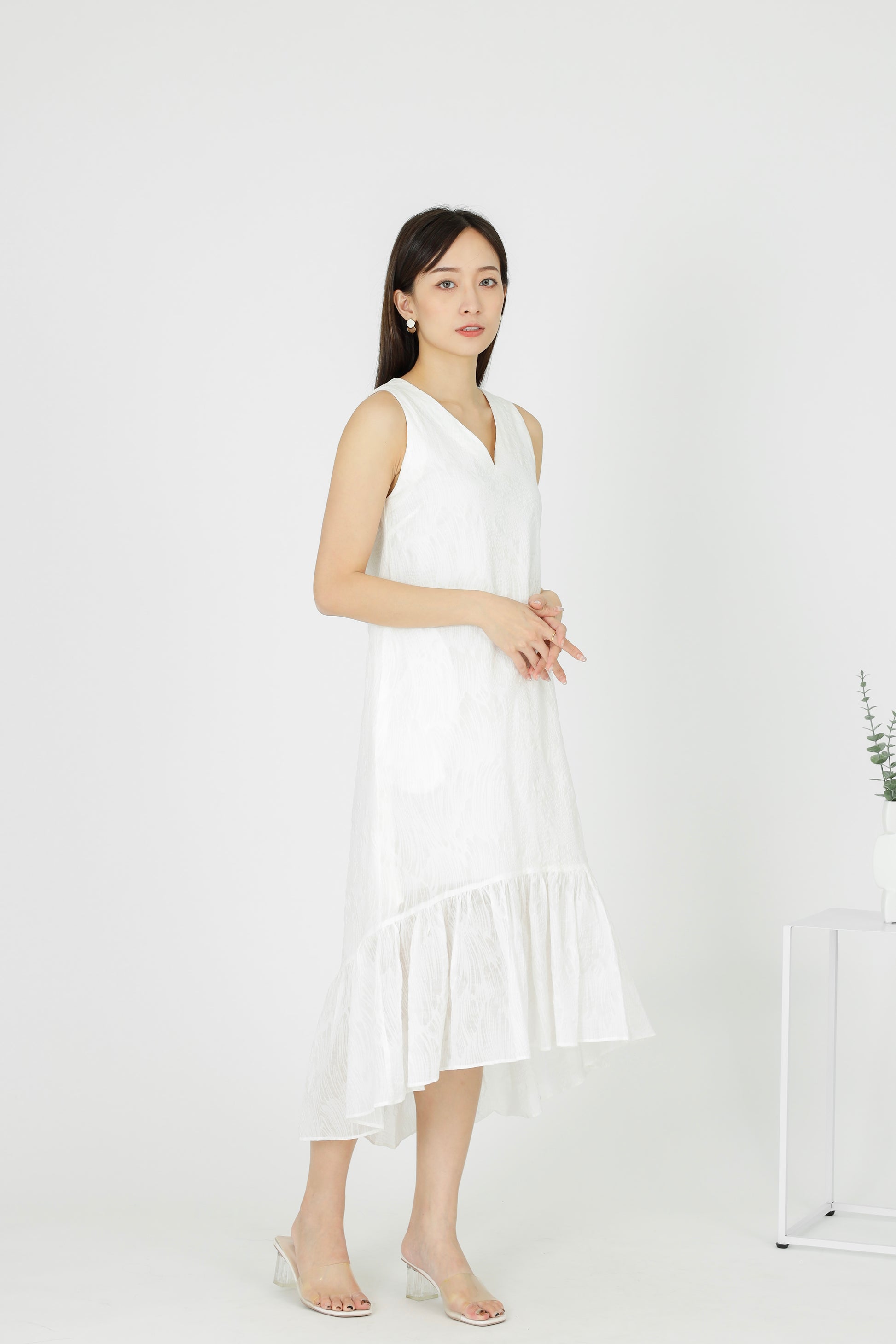 Moriah Ruffles Shift Dress - White