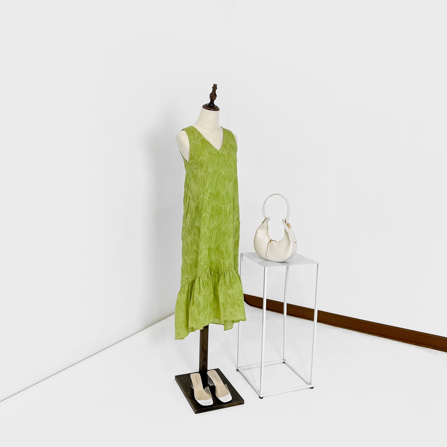 Moriah Ruffles Shift Dress - Green