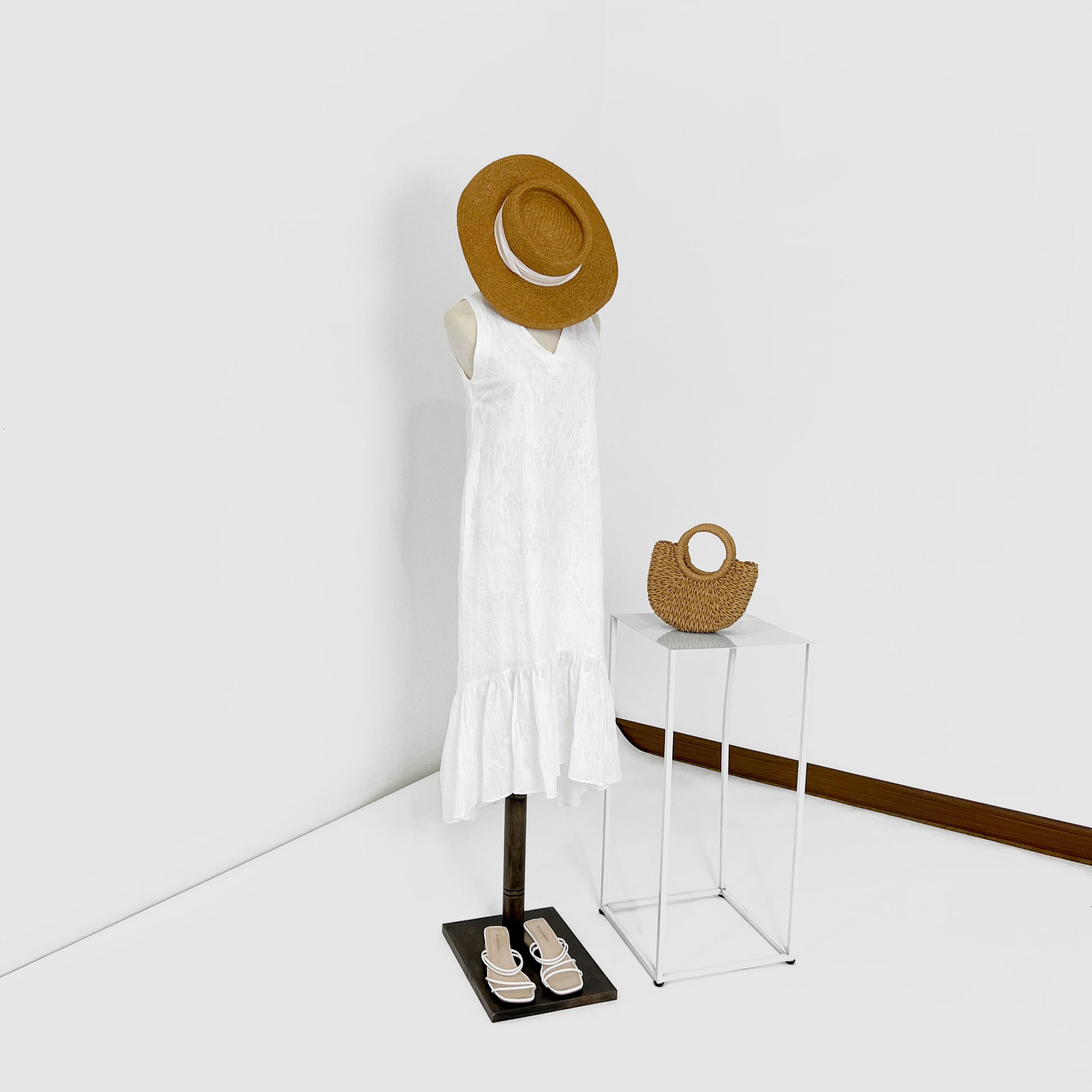 Moriah Ruffles Shift Dress - White