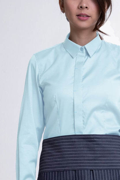 Ladies Long Sleeve Blouse with Placket Detail (FHA-18116)