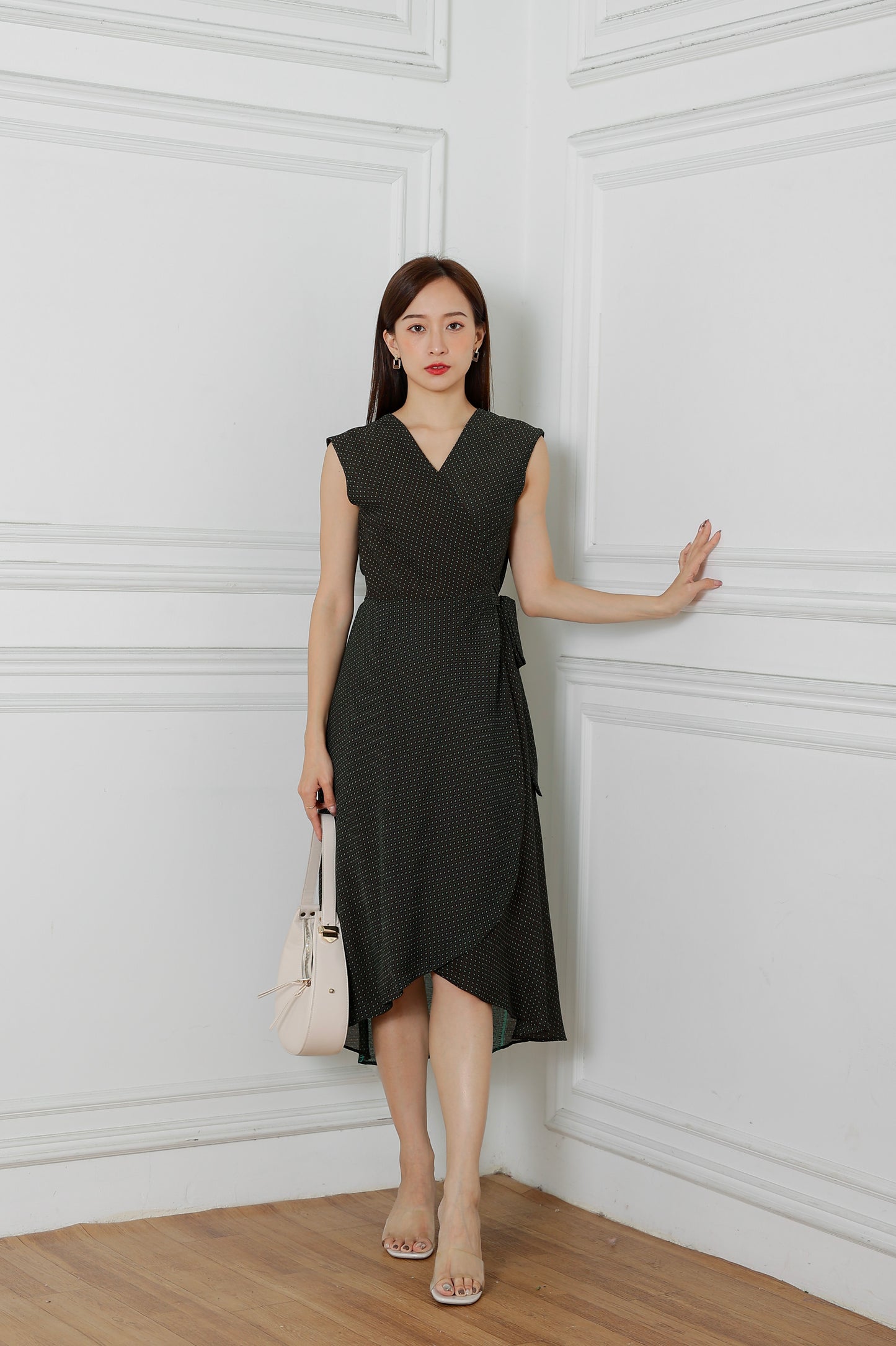 Nayla Tie Waist Wrapped Dress - Green
