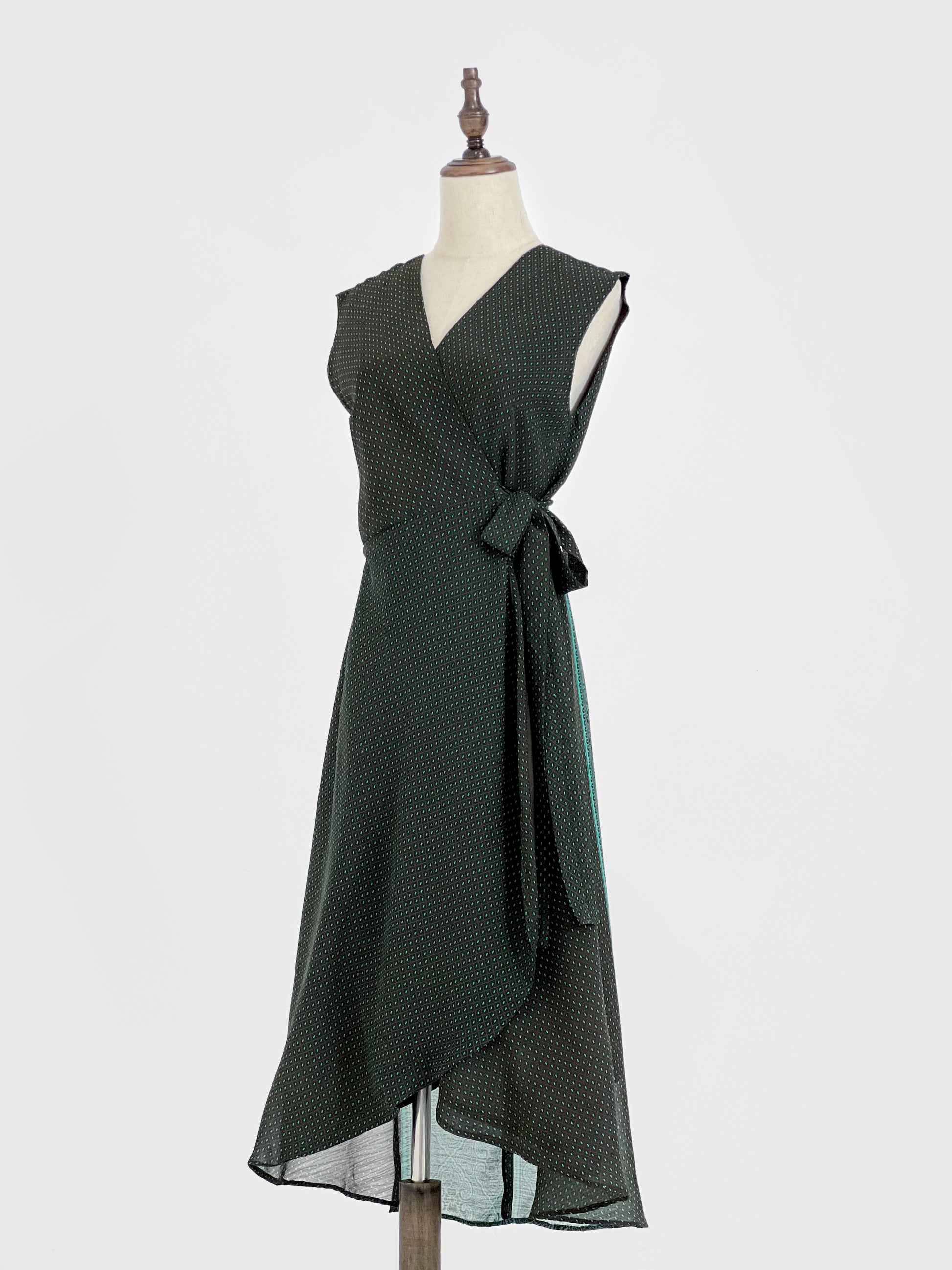 Nayla Tie Waist Wrapped Dress - Green