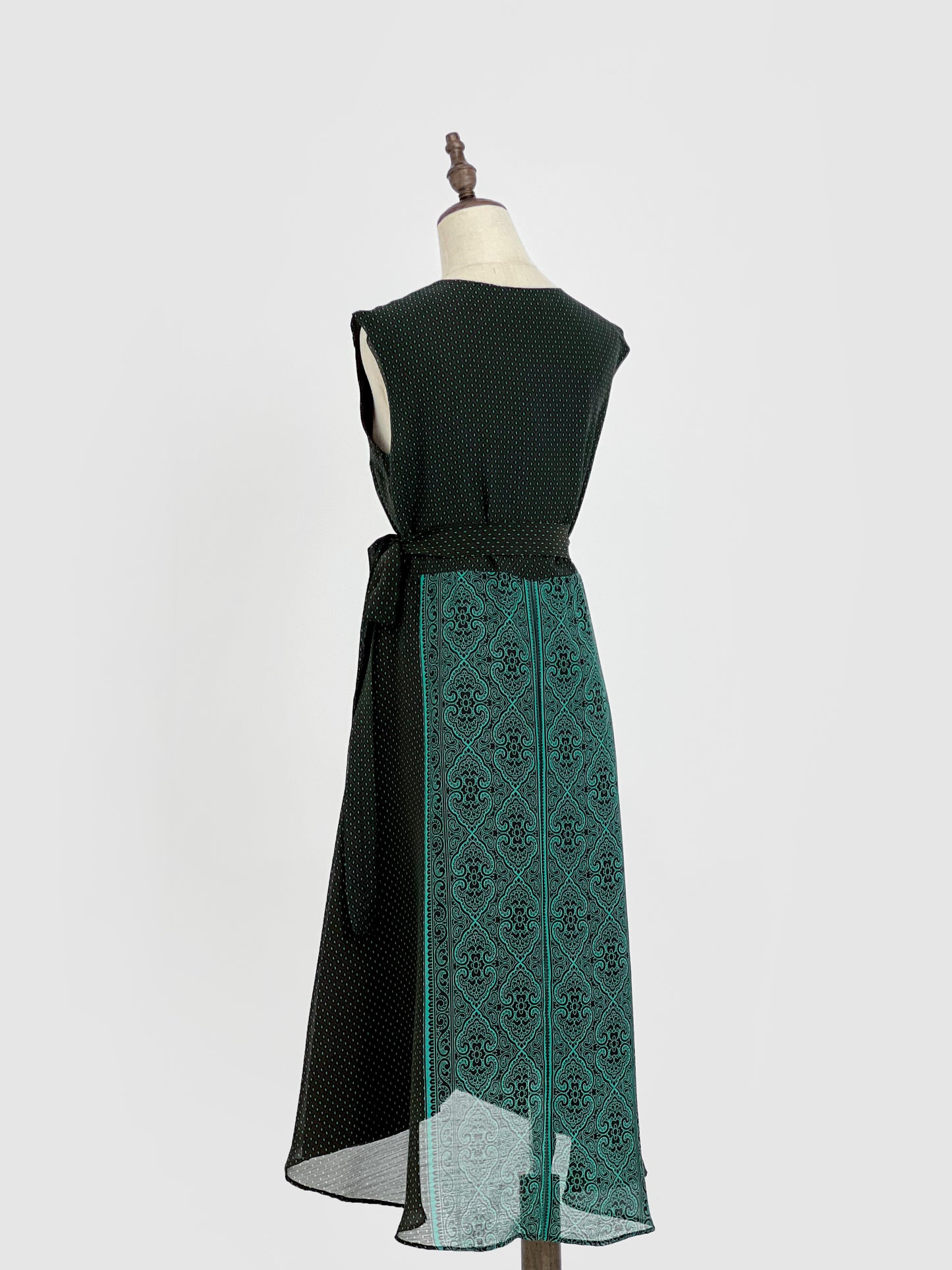 Nayla Tie Waist Wrapped Dress - Green