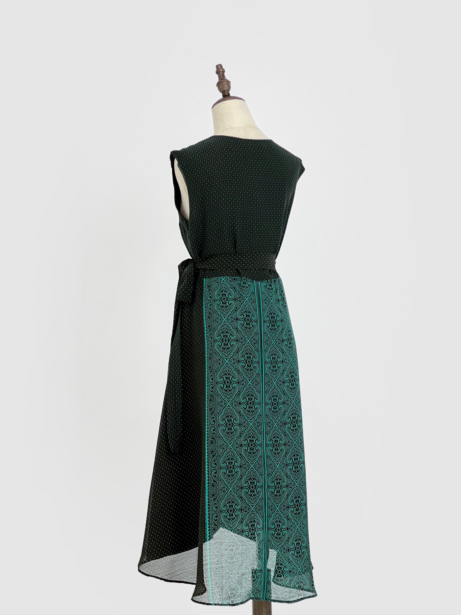 Nayla Tie Waist Wrapped Dress - Green