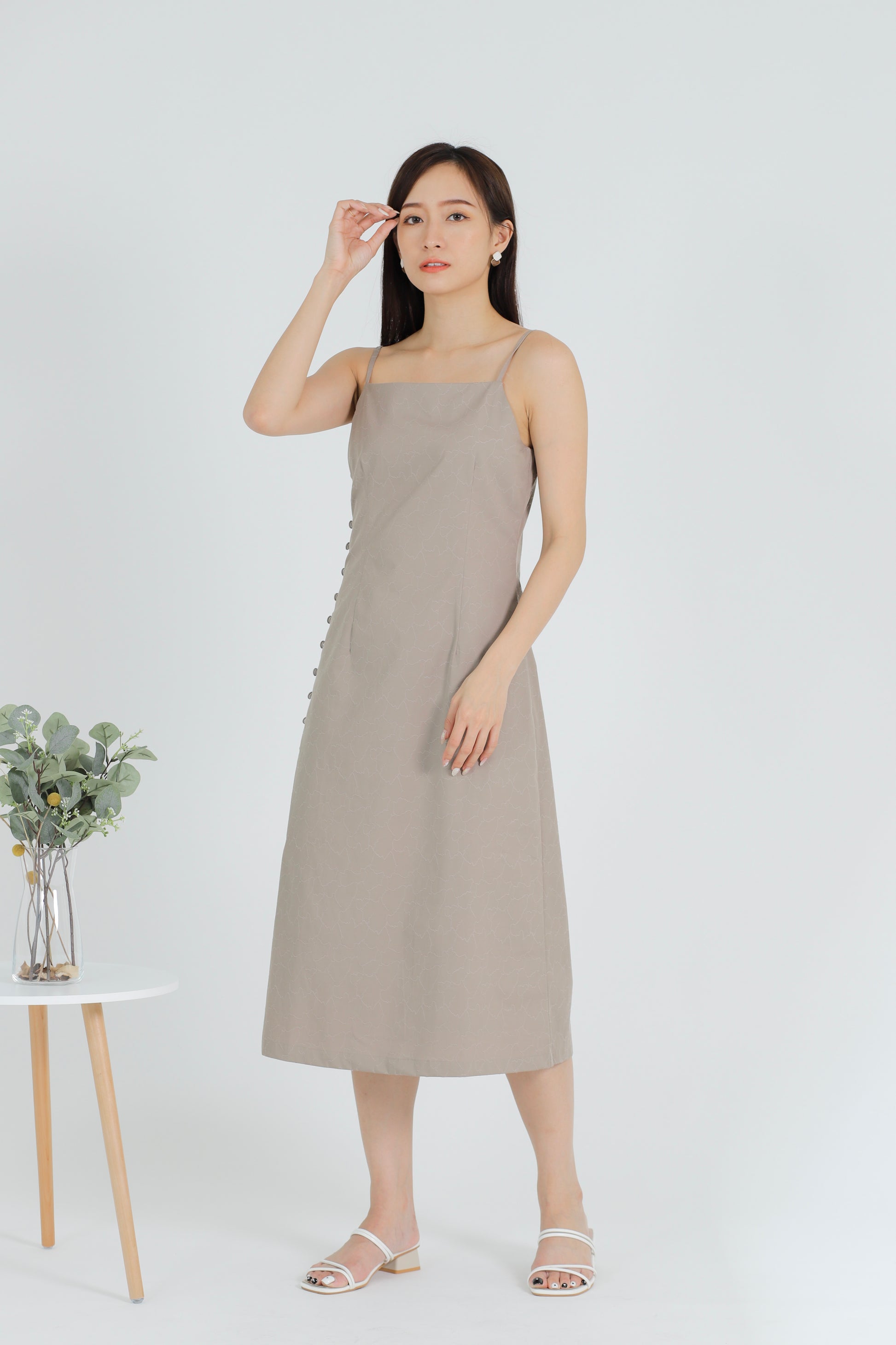 Odessa Side Button Dress - Brown