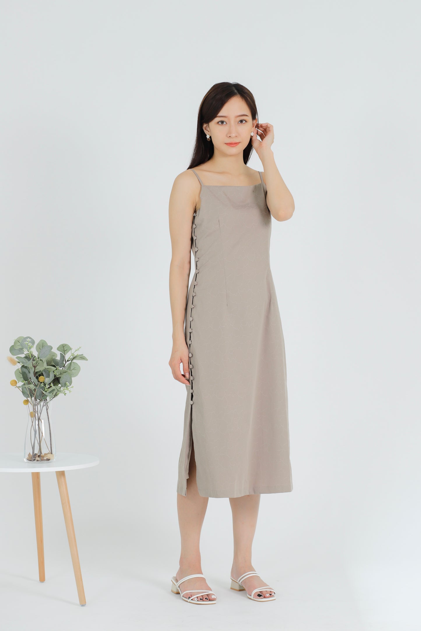 Odessa Side Button Dress - Brown