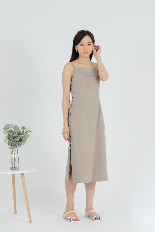 Odessa Side Button Dress - Brown