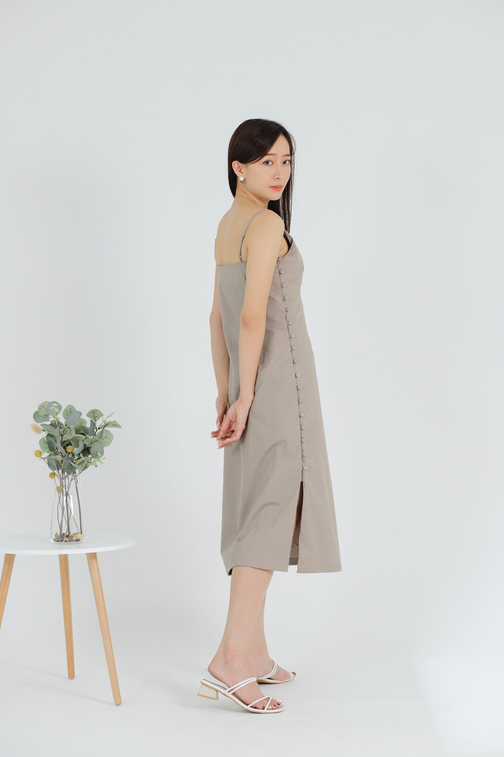 Odessa Side Button Dress - Brown