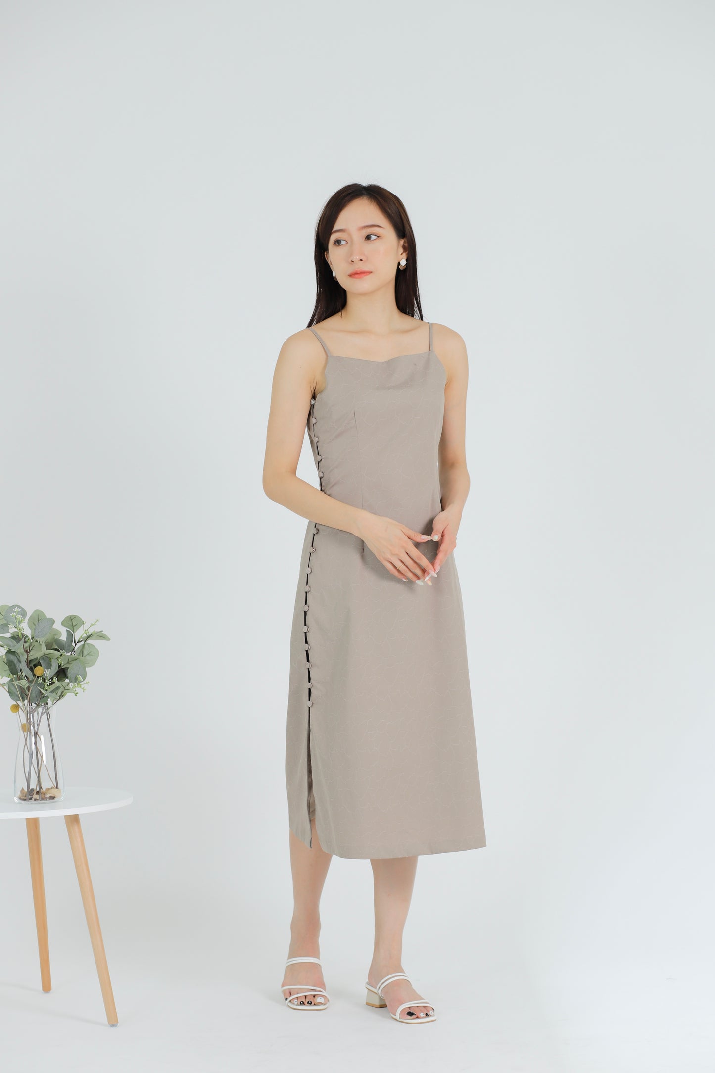 Odessa Side Button Dress - Brown
