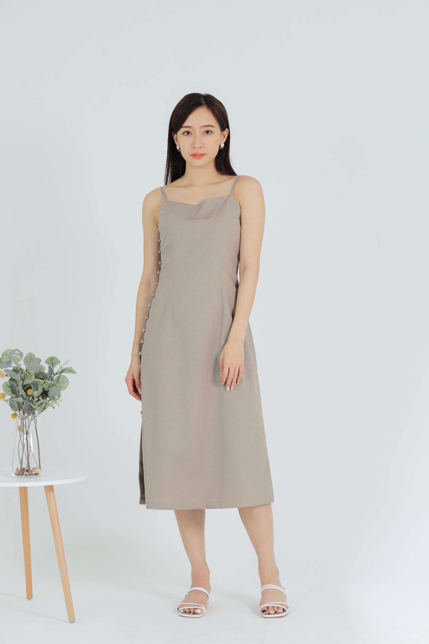 Odessa Side Button Dress - Brown