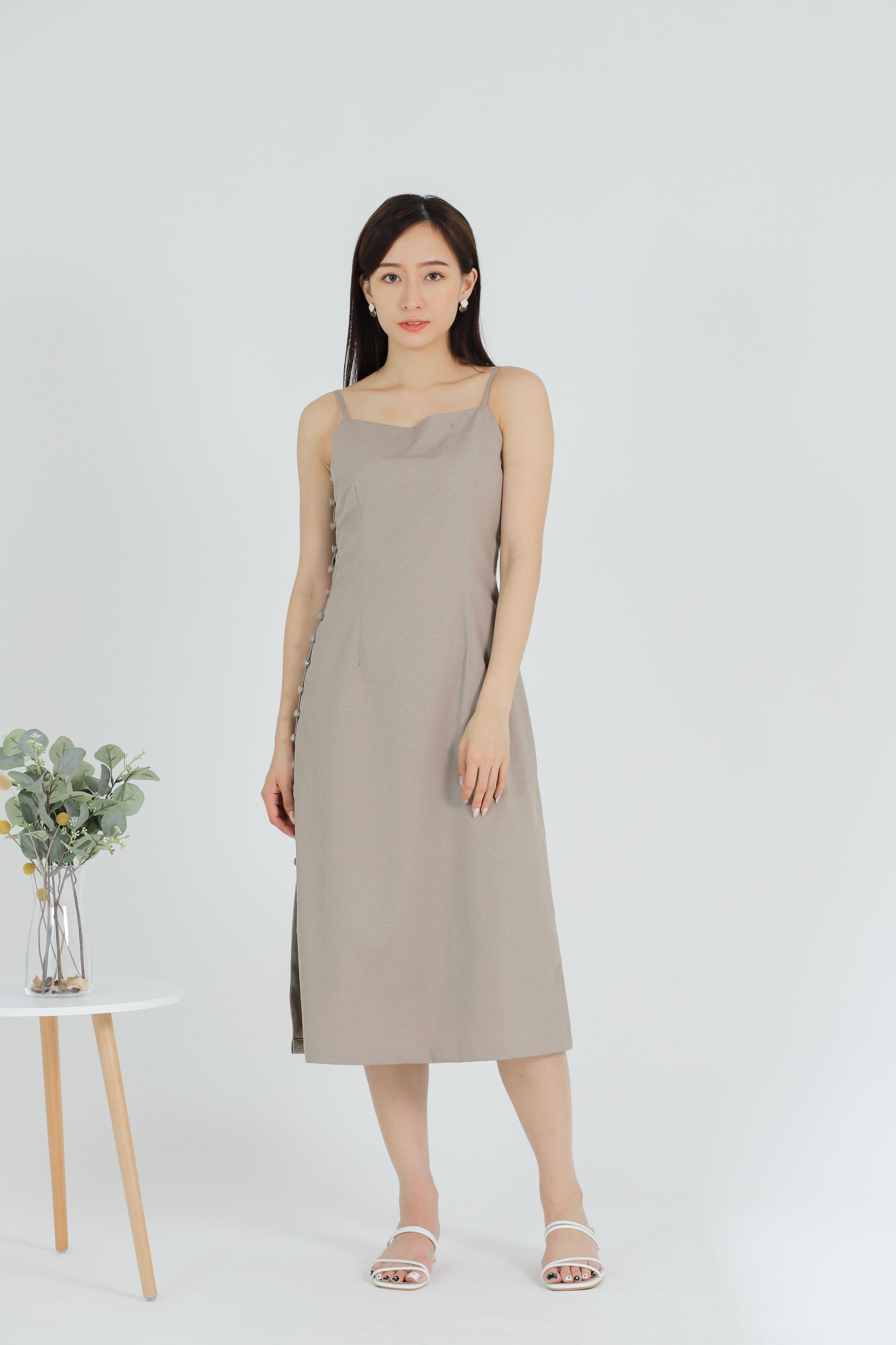 Odessa Side Button Dress - Brown