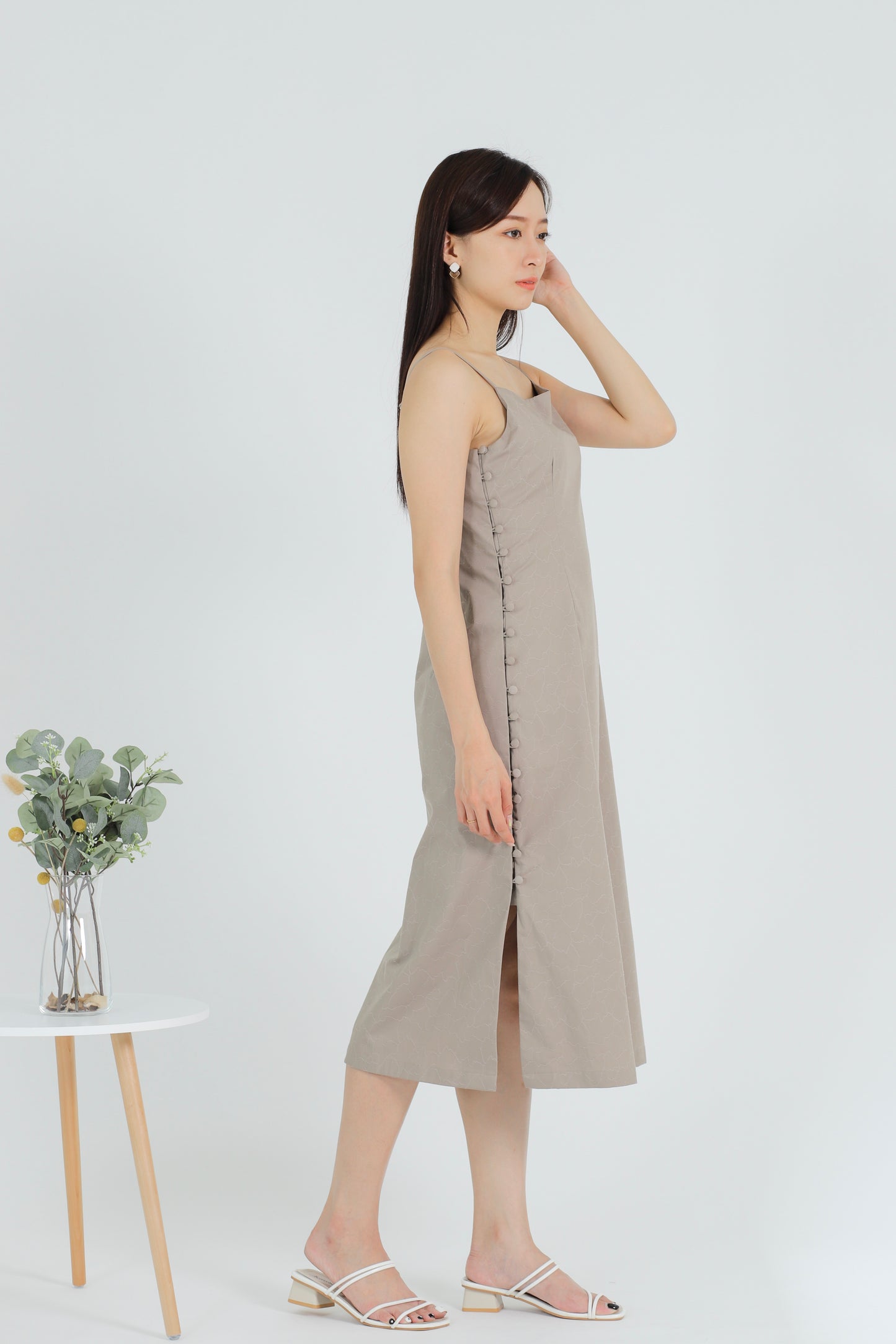 Odessa Side Button Dress - Brown
