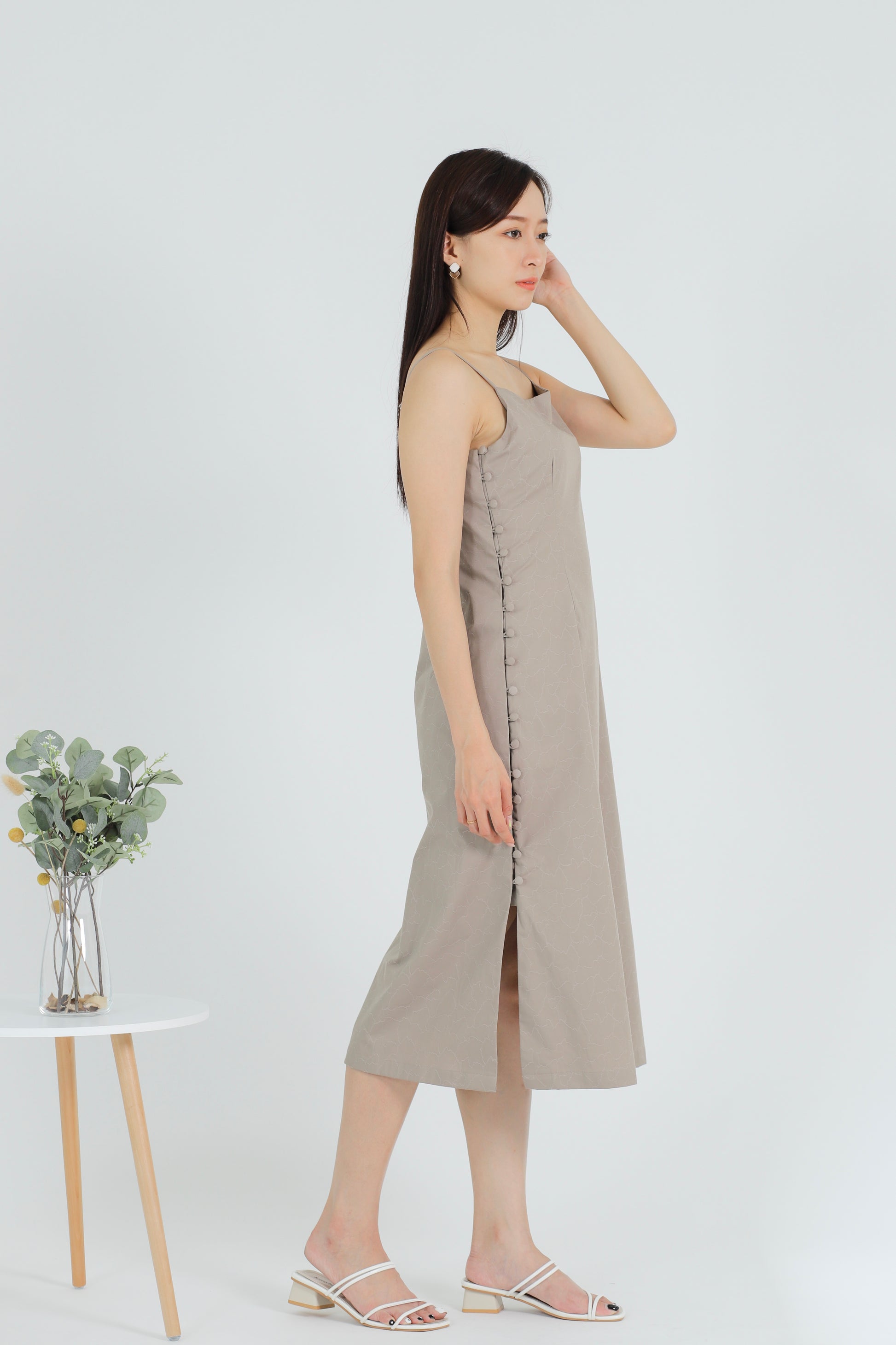 Odessa Side Button Dress - Brown