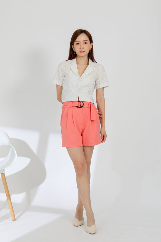 Paige Notched Collar Shirt - Cream