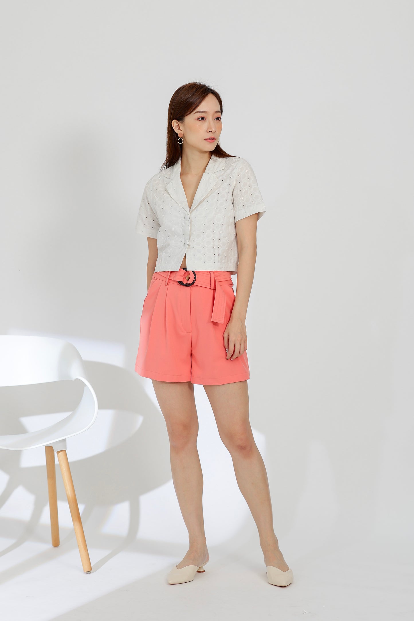 Paige Notched Collar Shirt - Cream