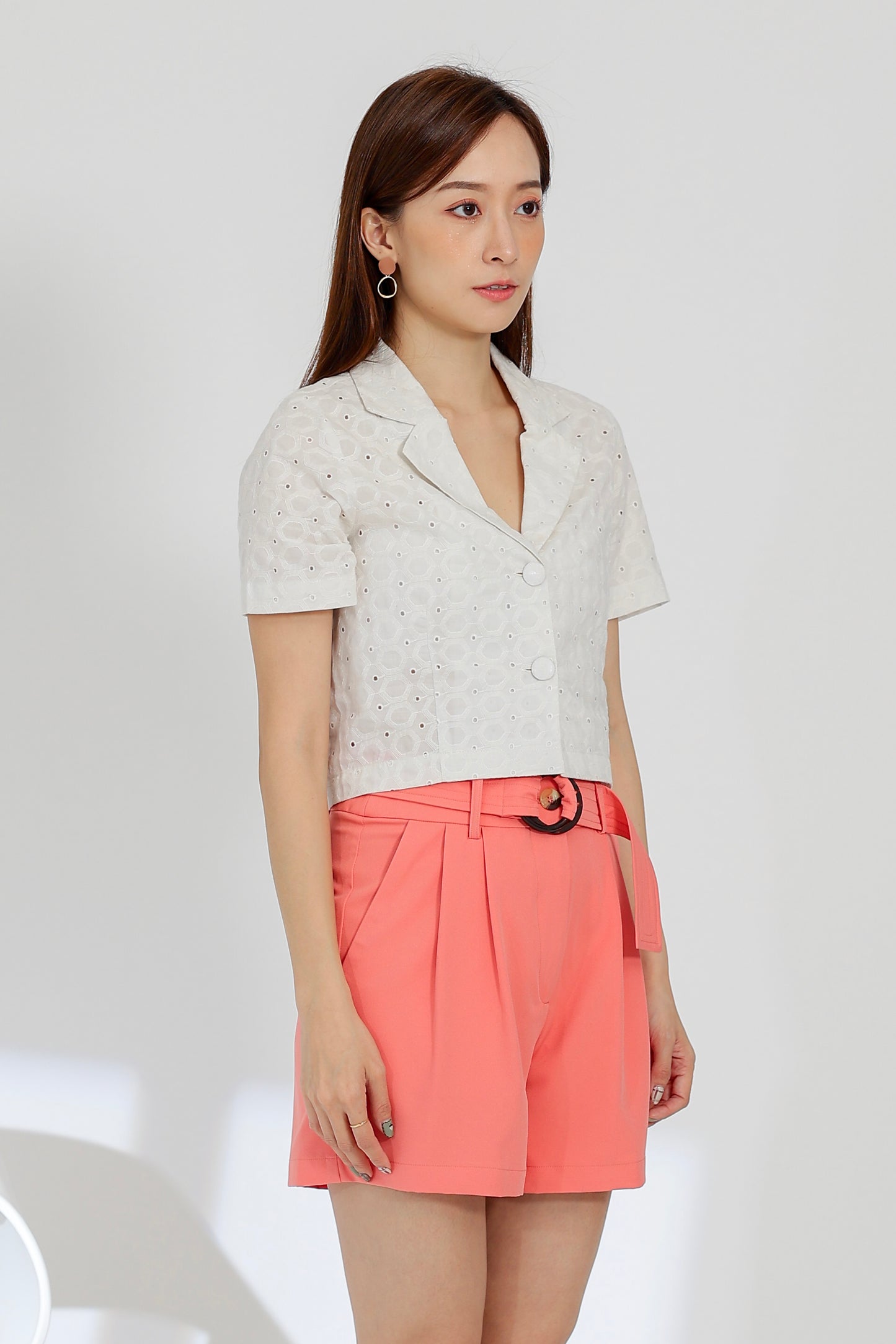 Paige Notched Collar Shirt - Cream