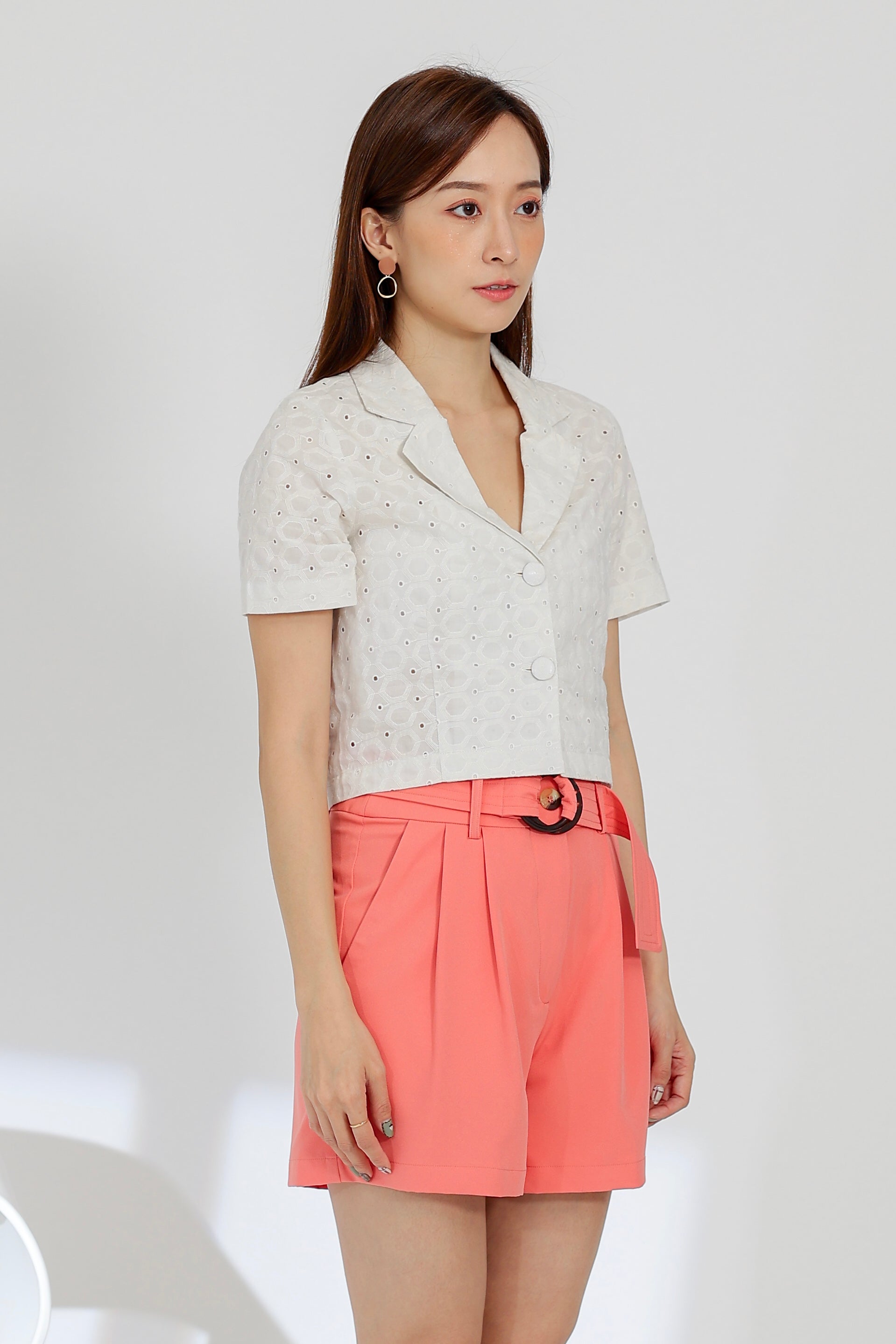 Paige Notched Collar Shirt - Cream