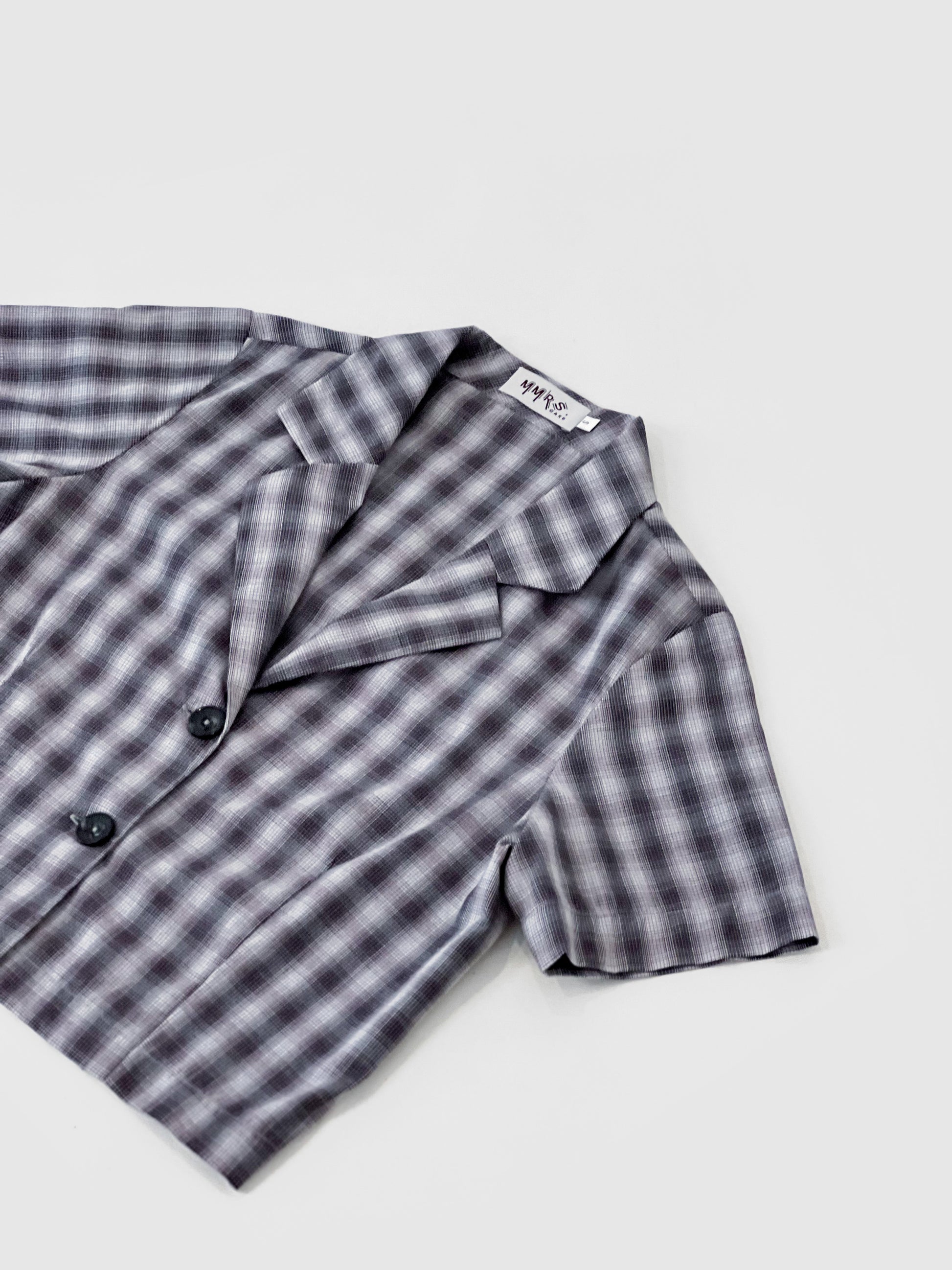 Paige Notched Collar Shirt - Gingham