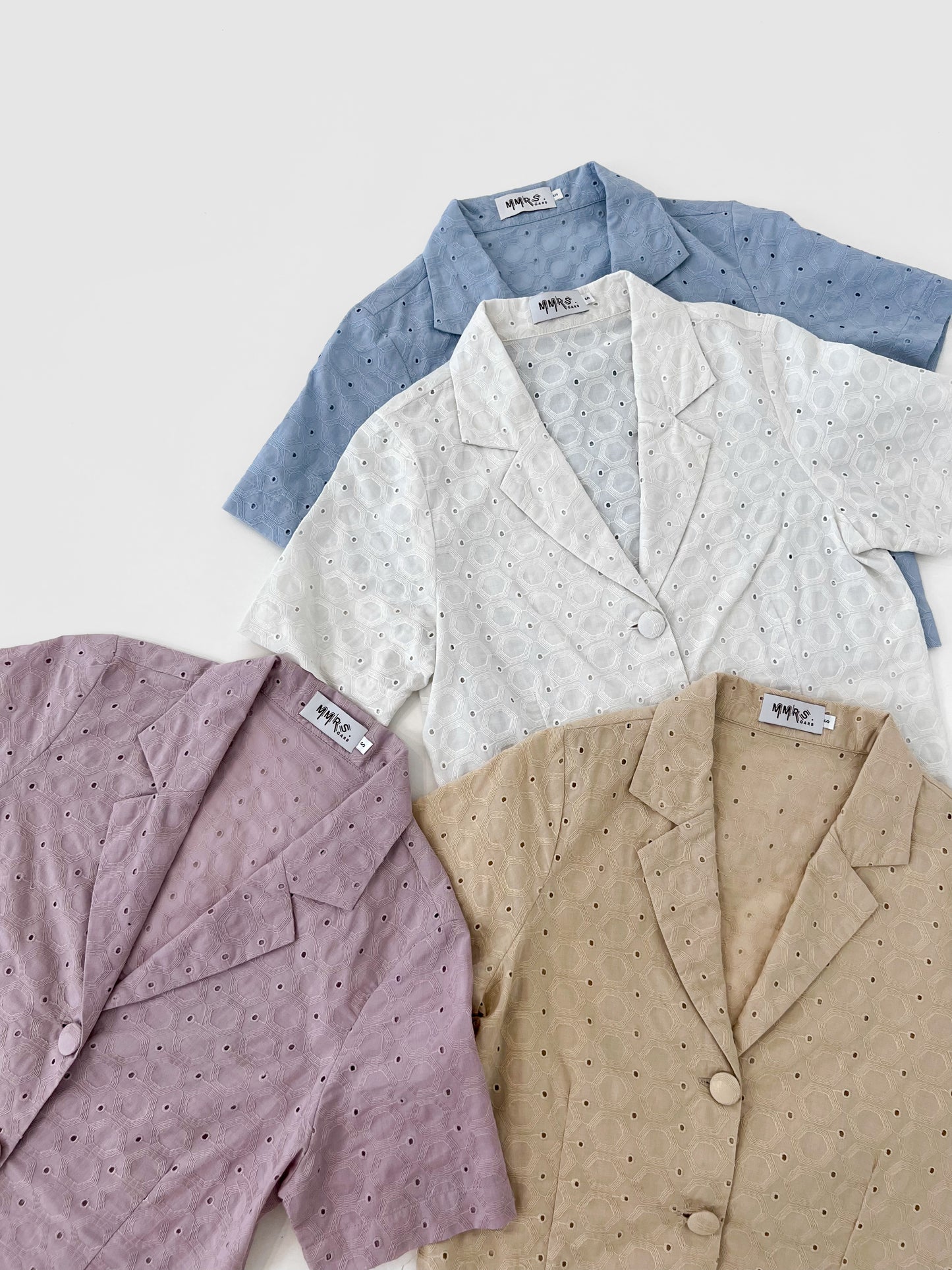 Paige Notched Collar Shirt - Blue