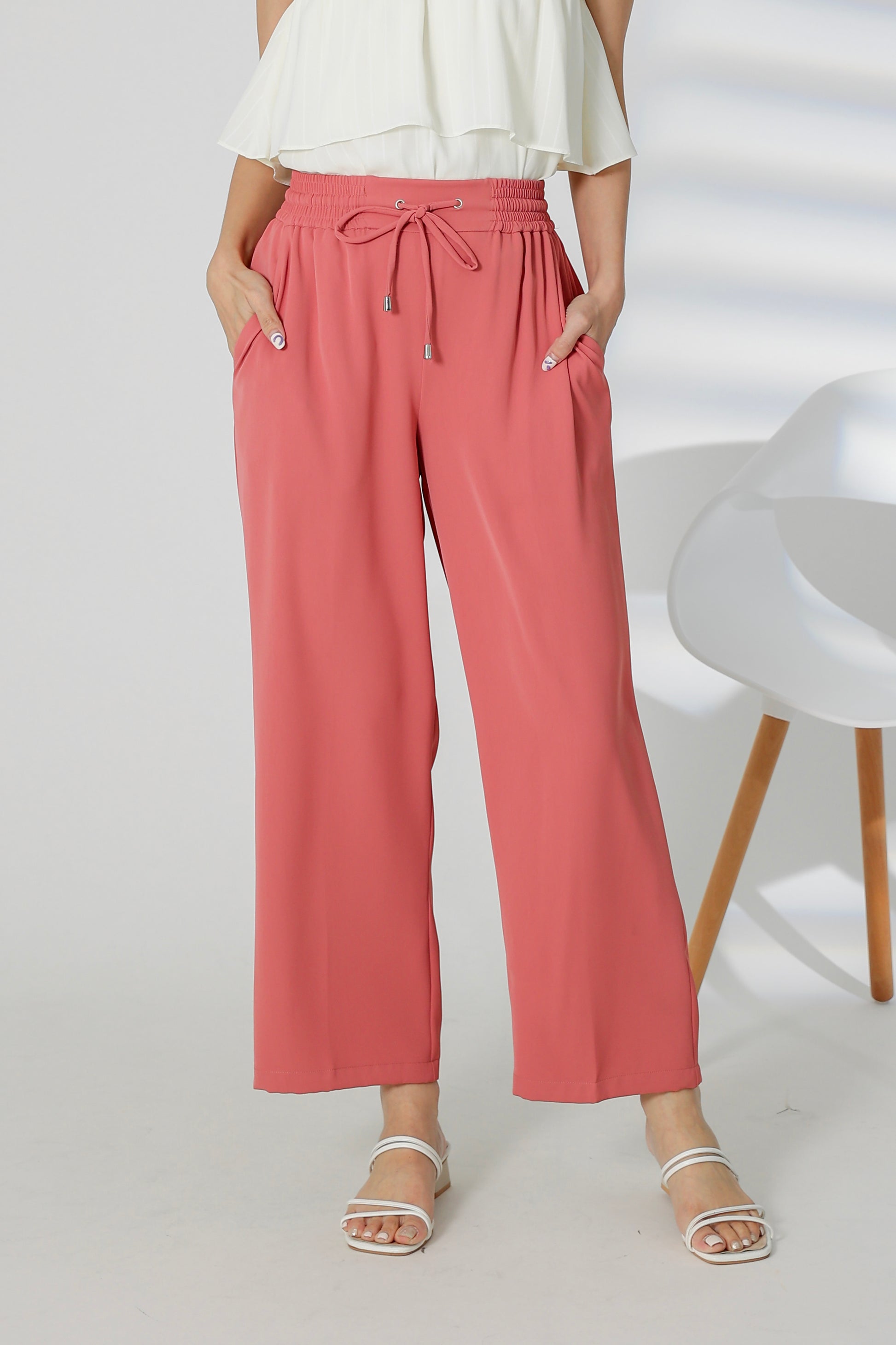Parker Drawstring Pant - Coral