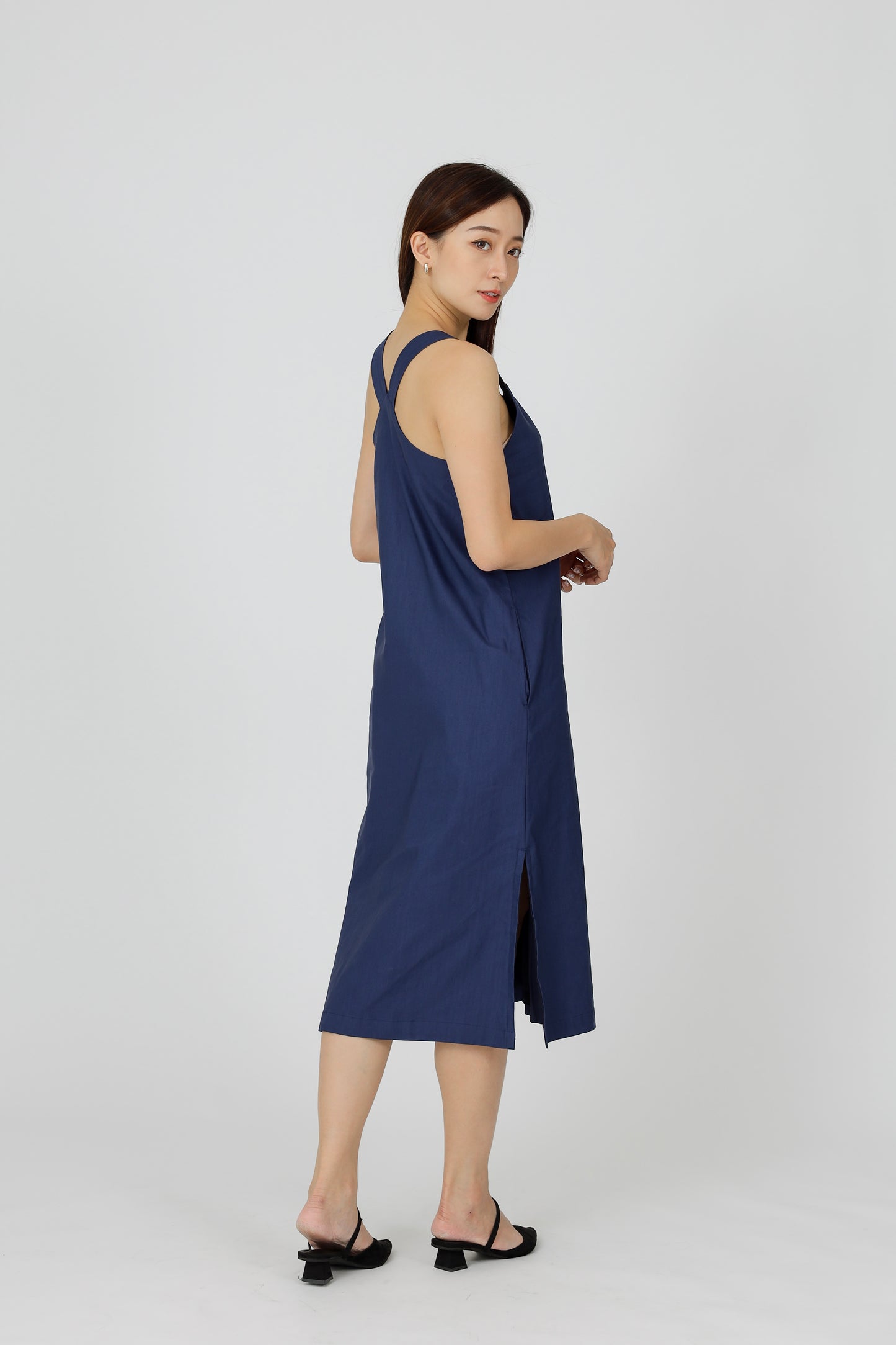 Quinn Square Neck Midi Dress - Navy