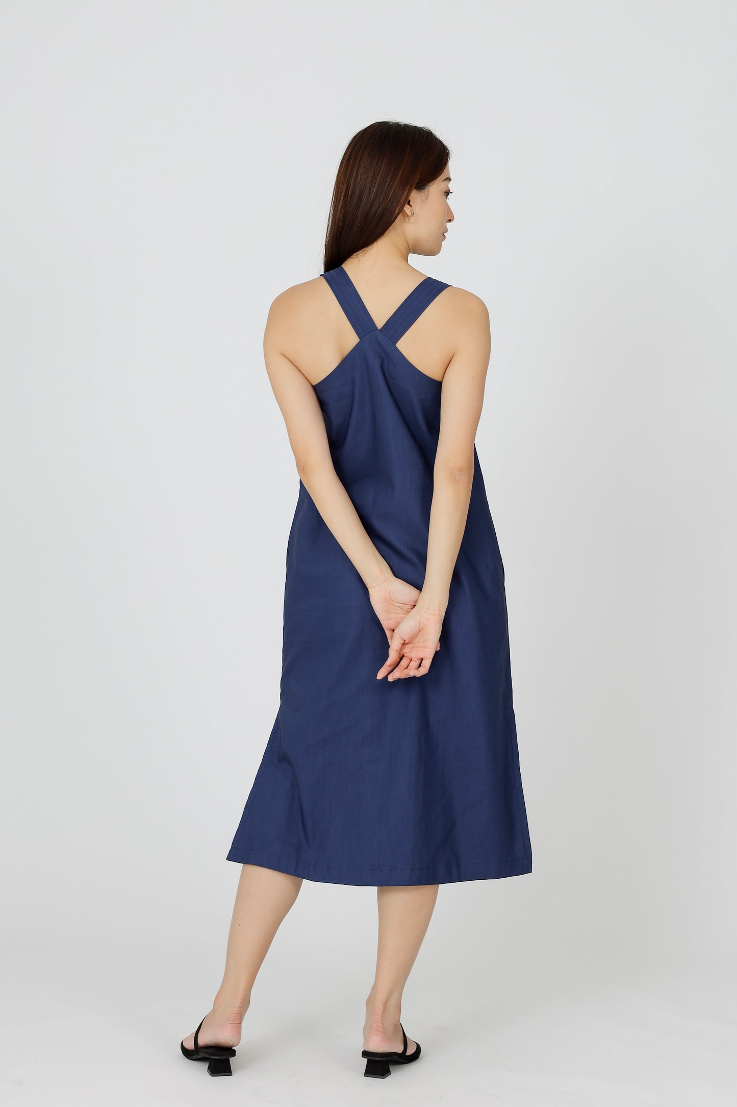Quinn Square Neck Midi Dress - Navy