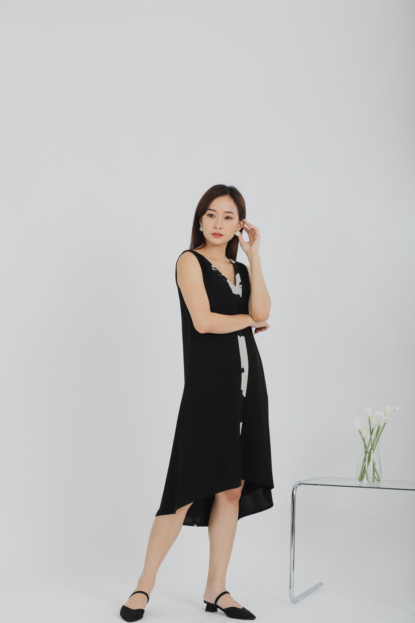 Rei Printed Shift Dress - Black