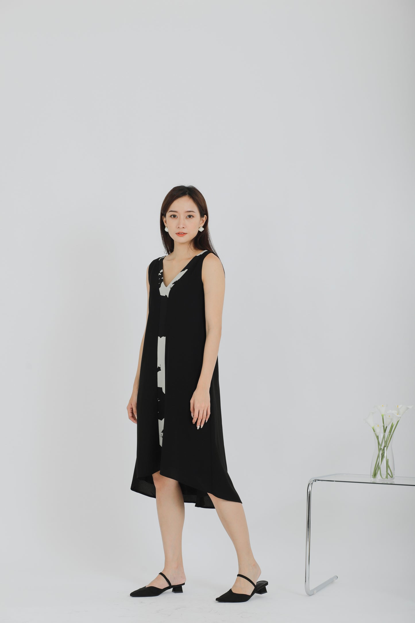 Rei Printed Shift Dress - Black