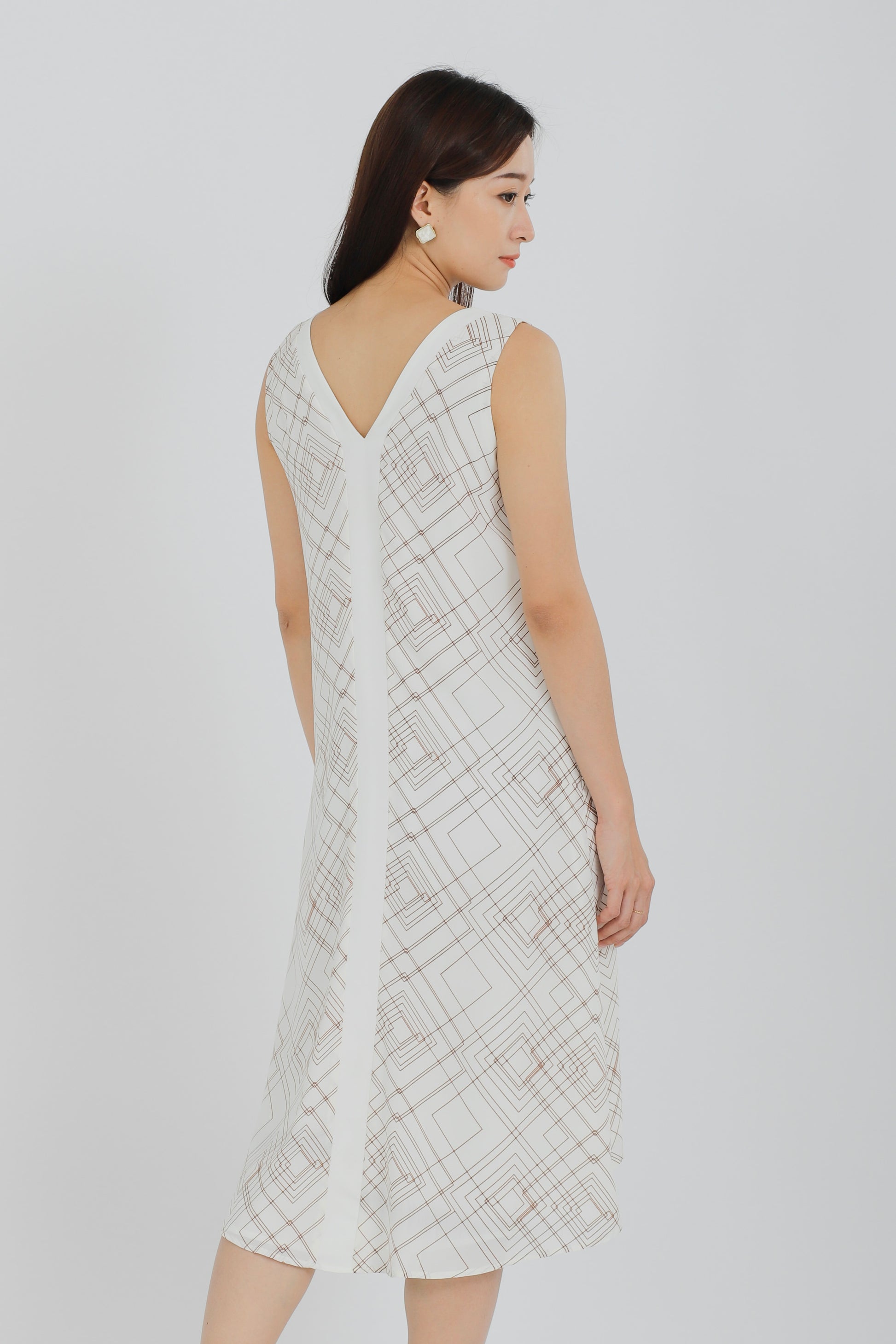 Rei Printed Shift Dress - White