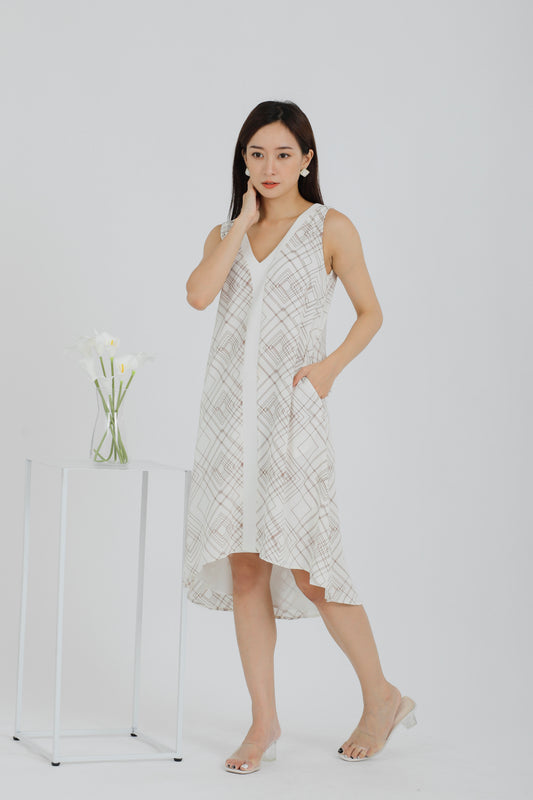 Rei Printed Shift Dress - White