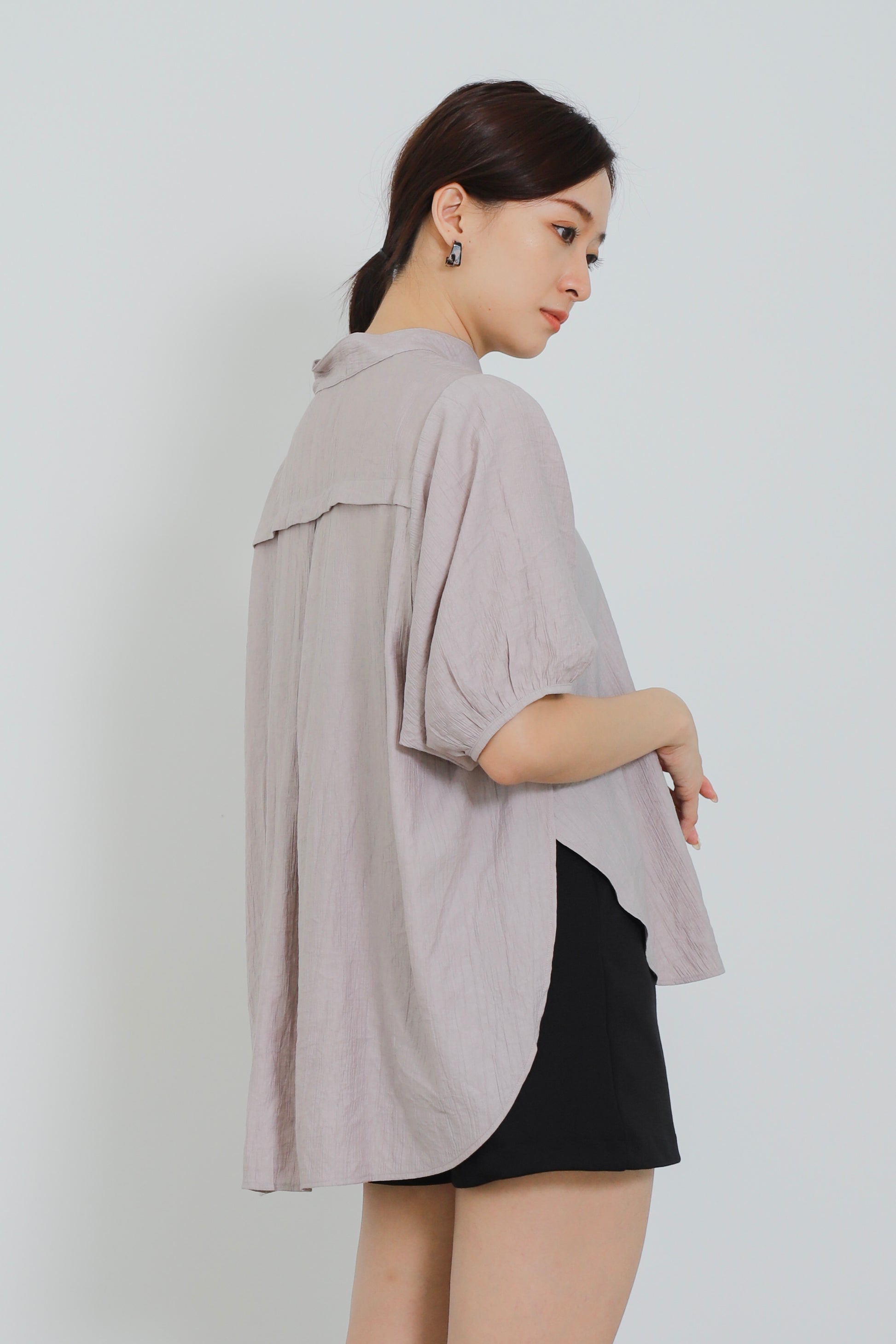 Romi Oversize Side Slit Flared Top - Rose Grey