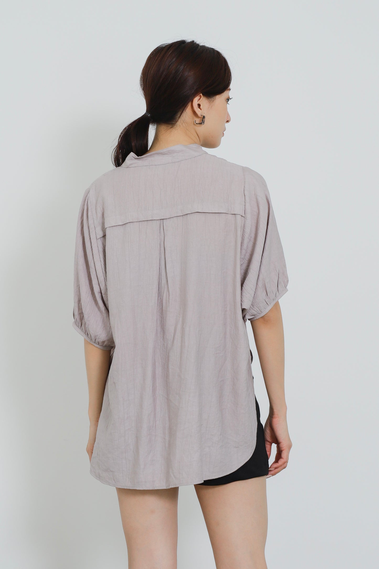 Romi Oversize Side Slit Flared Top - Rose Grey