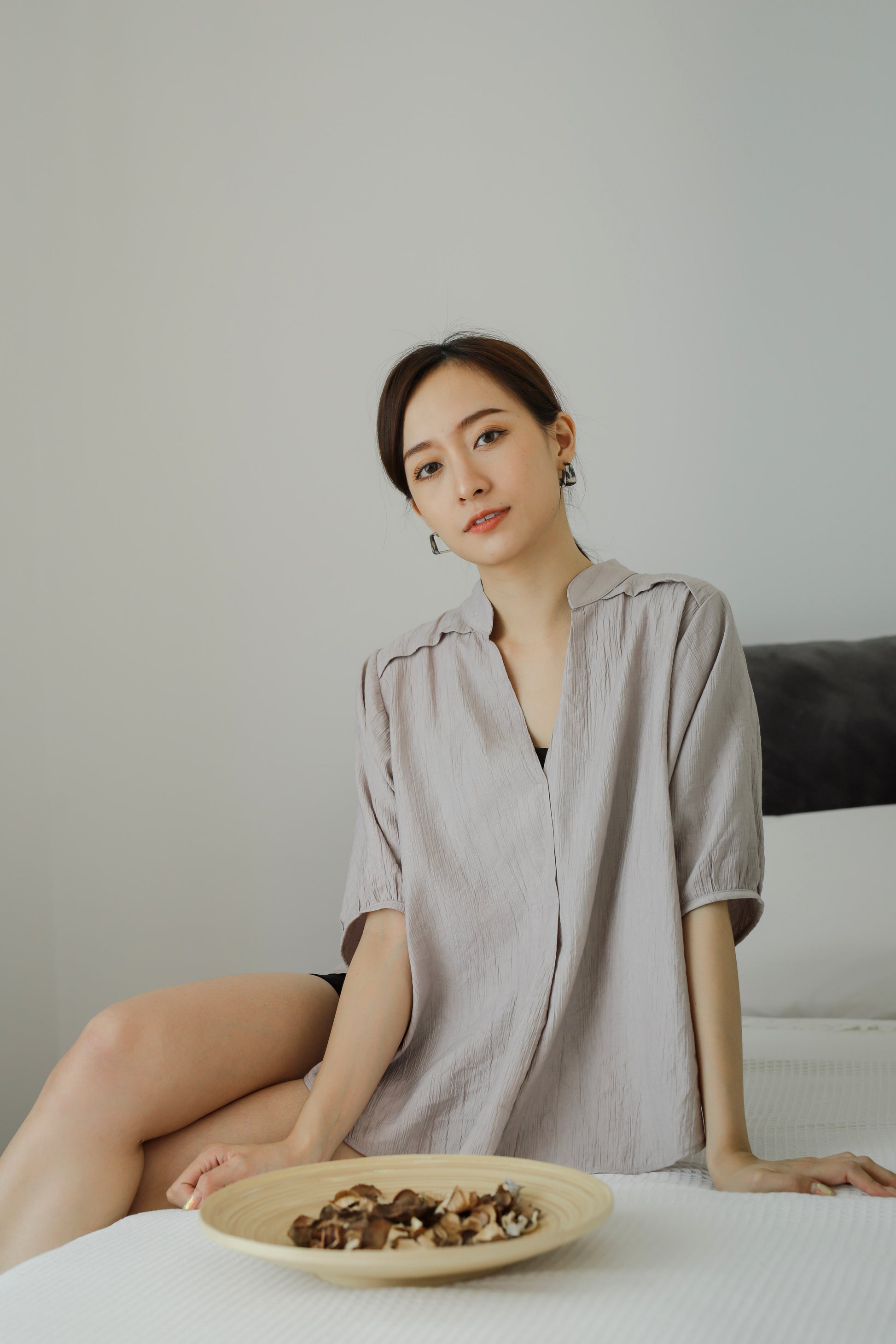 Romi Oversize Side Slit Flared Top - Rose Grey